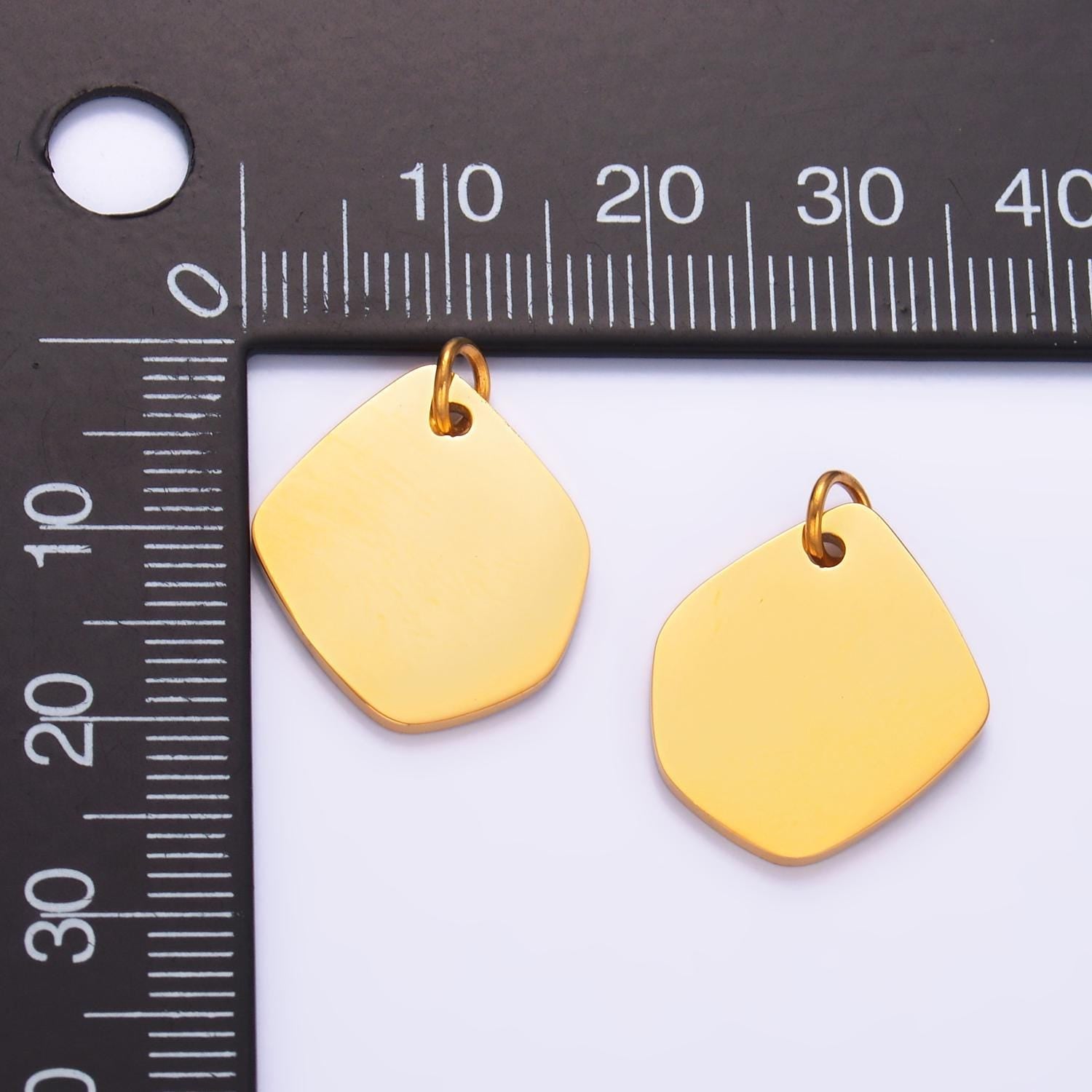 Mini PVD Gold Stainless Steel Mini Tag Charm Abstract Geometric Jewelry Making Supply Tarnish Free | P-784