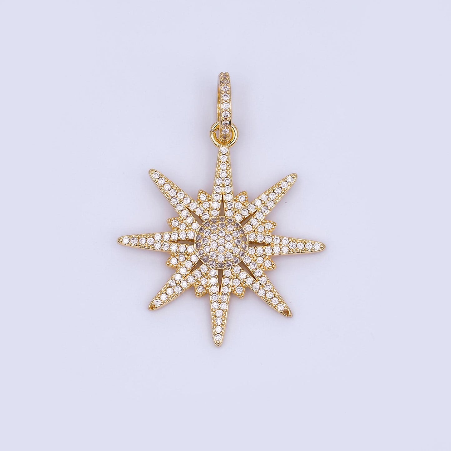 24k gold filled northern star pendant charm, micro pave space nasa astronomy pendant for jewelry necklace bracelet supply component h-808