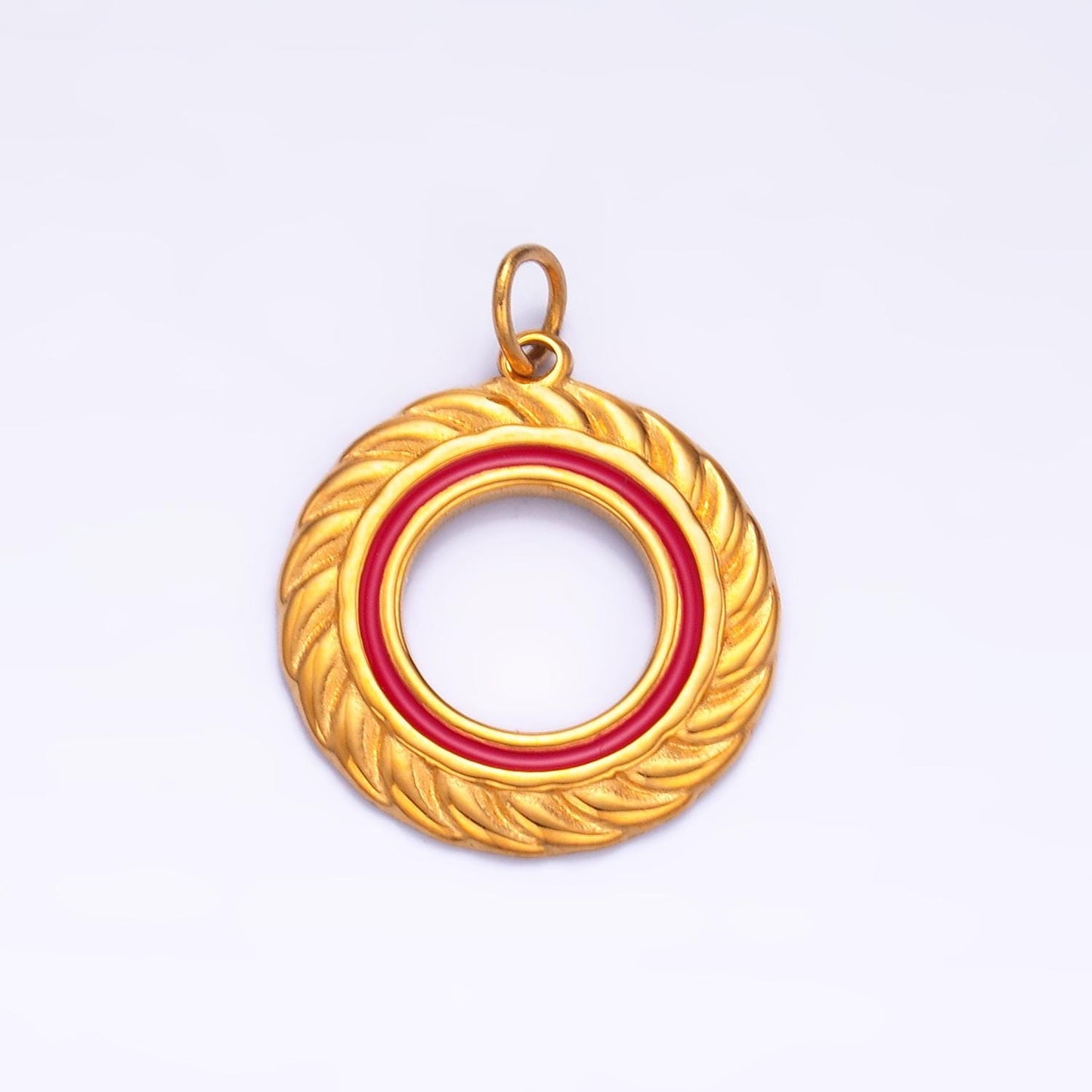 Stainless Steel 15mm Medallion Sun Ray Sunburst Celestial Mini Gold Charm with Enamel | P-736