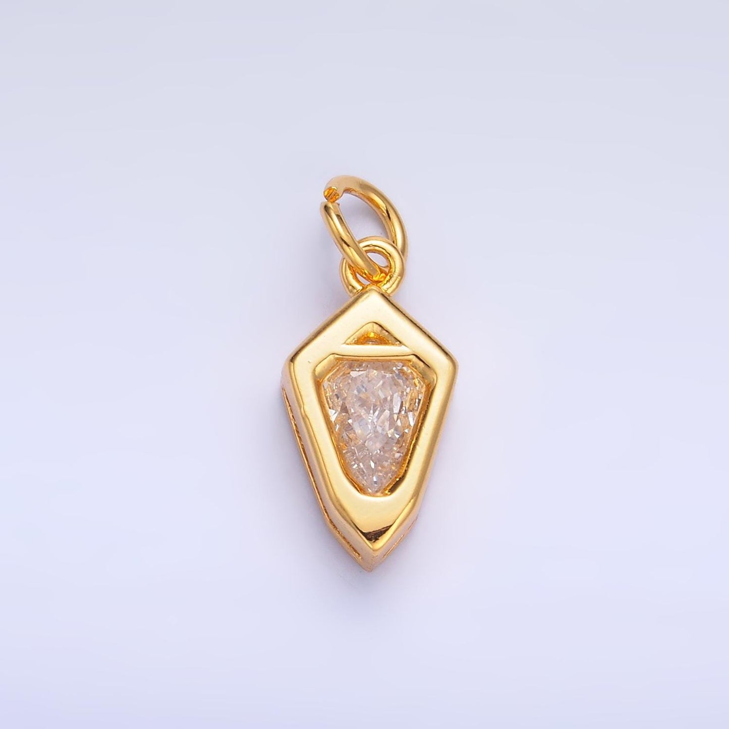 Dainty Pendulum charm gold Spike Jewelry making with clear CZ Stone Jewelry component M-623