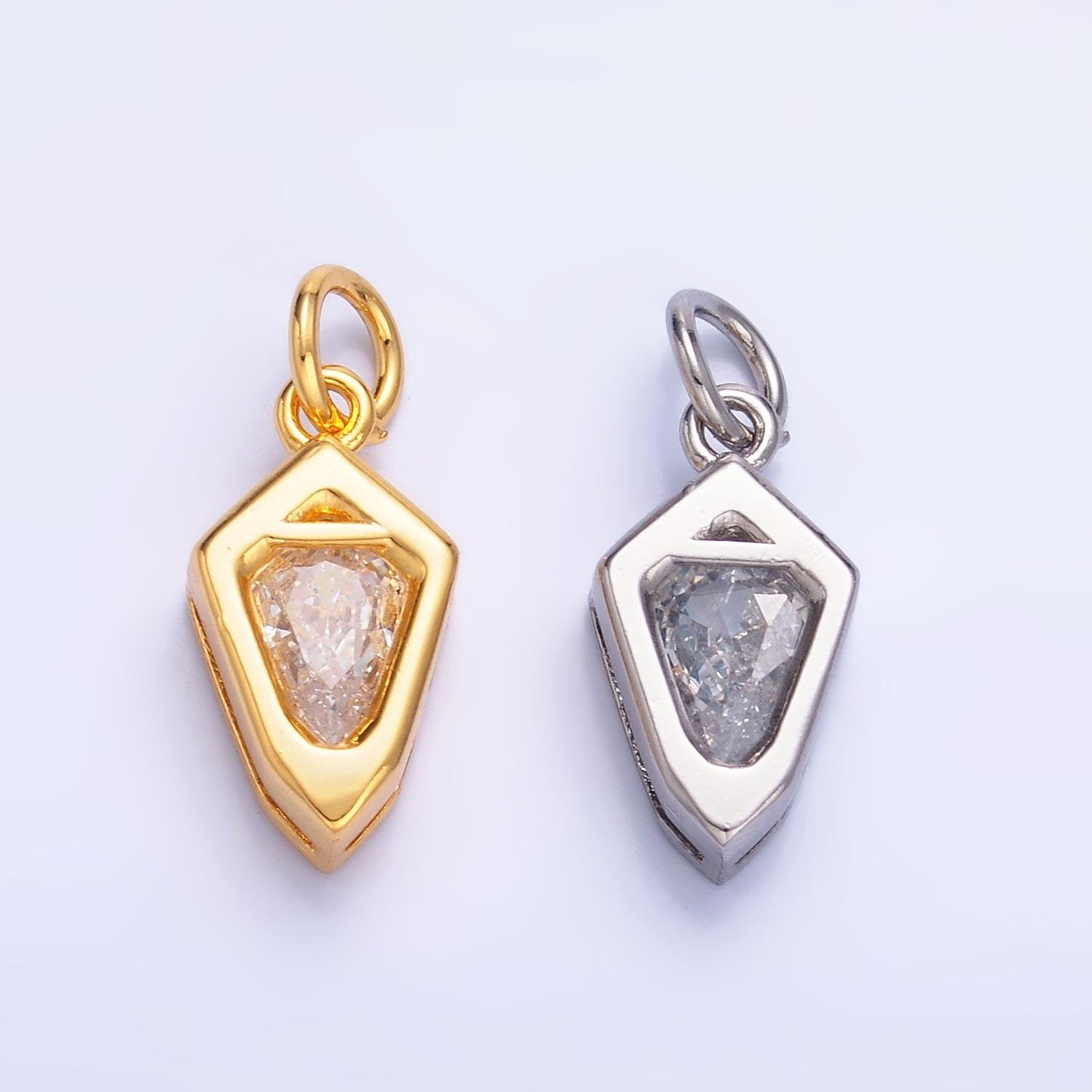 Dainty Pendulum charm gold Spike Jewelry making with clear CZ Stone Jewelry component M-623