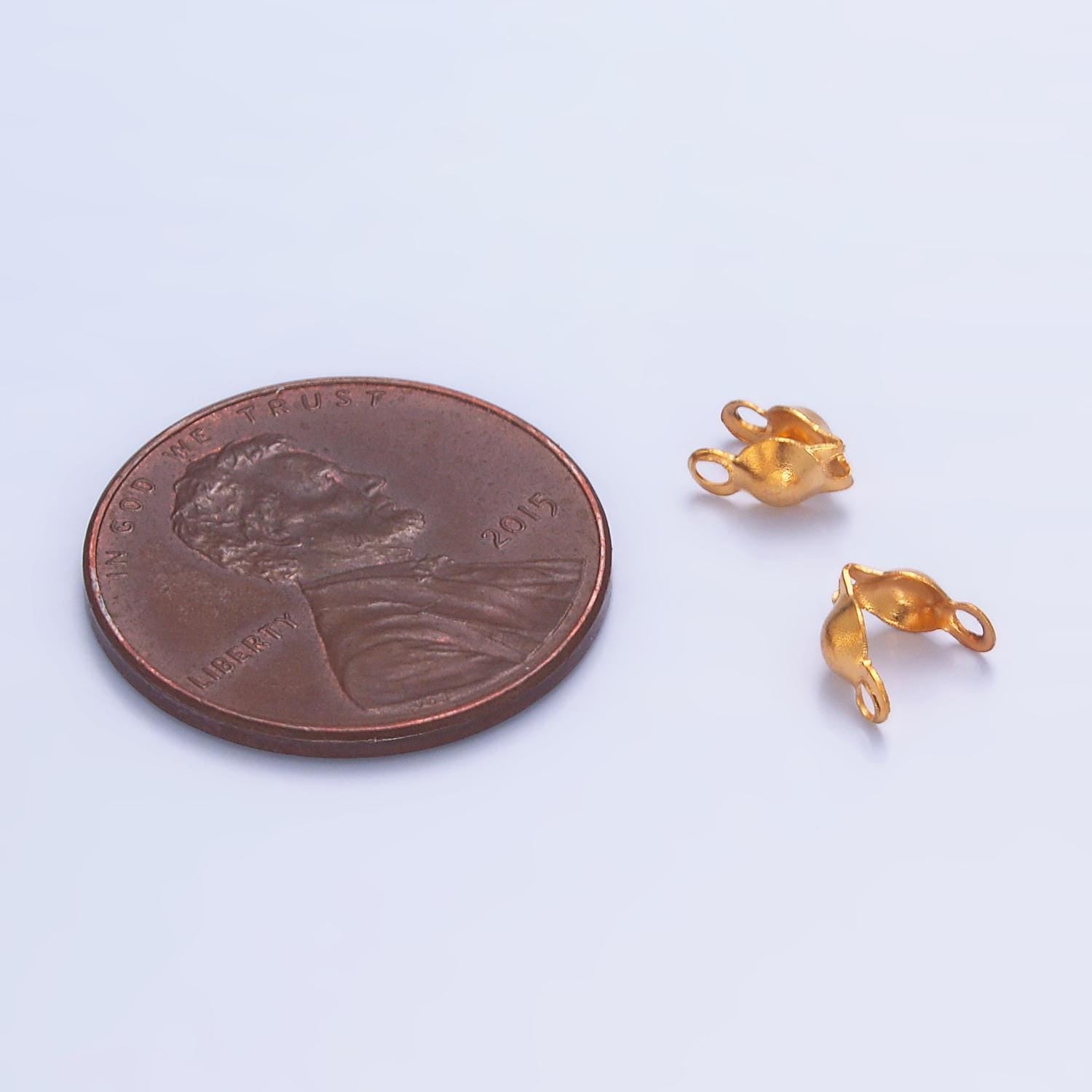 50x gold clamshell end tip beads 3mm 4mm diameter PVD Gold Plate Stainless Steel chain clasps gold clasp for connector crimp beads | Z-1079