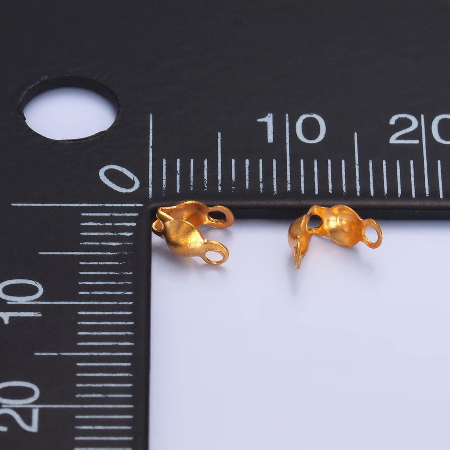 50x gold clamshell end tip beads 3mm 4mm diameter PVD Gold Plate Stainless Steel chain clasps gold clasp for connector crimp beads | Z-1079