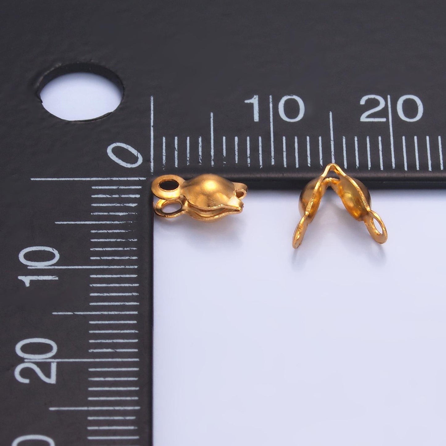 50x gold clamshell end tip beads 3mm 4mm diameter PVD Gold Plate Stainless Steel chain clasps gold clasp for connector crimp beads | Z-1079