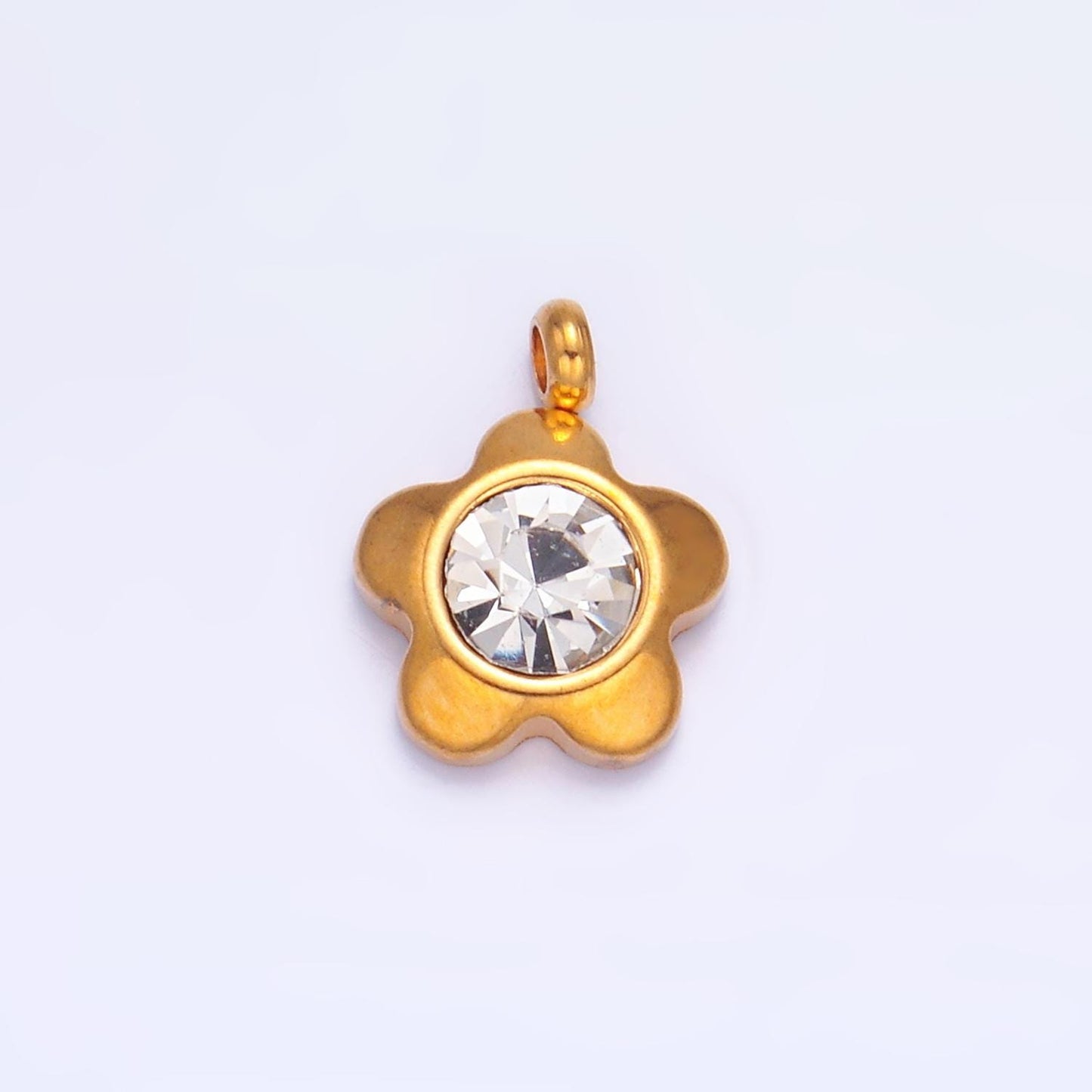 PVD Gold Stainless Steel Mini Daisy Flower Charm Floral Jewelry Making Supply | P-1551