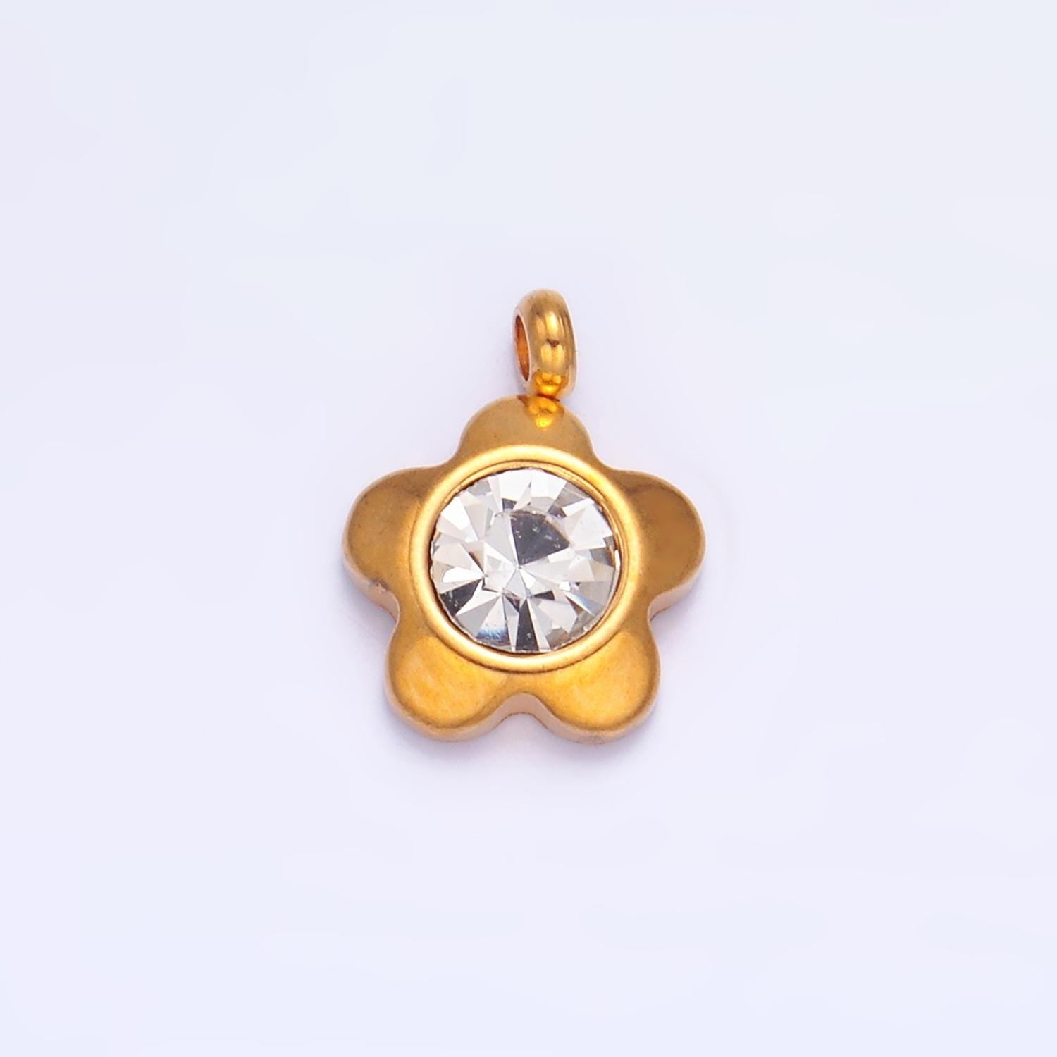 PVD Gold Stainless Steel Mini Daisy Flower Charm Floral Jewelry Making Supply | P-1551
