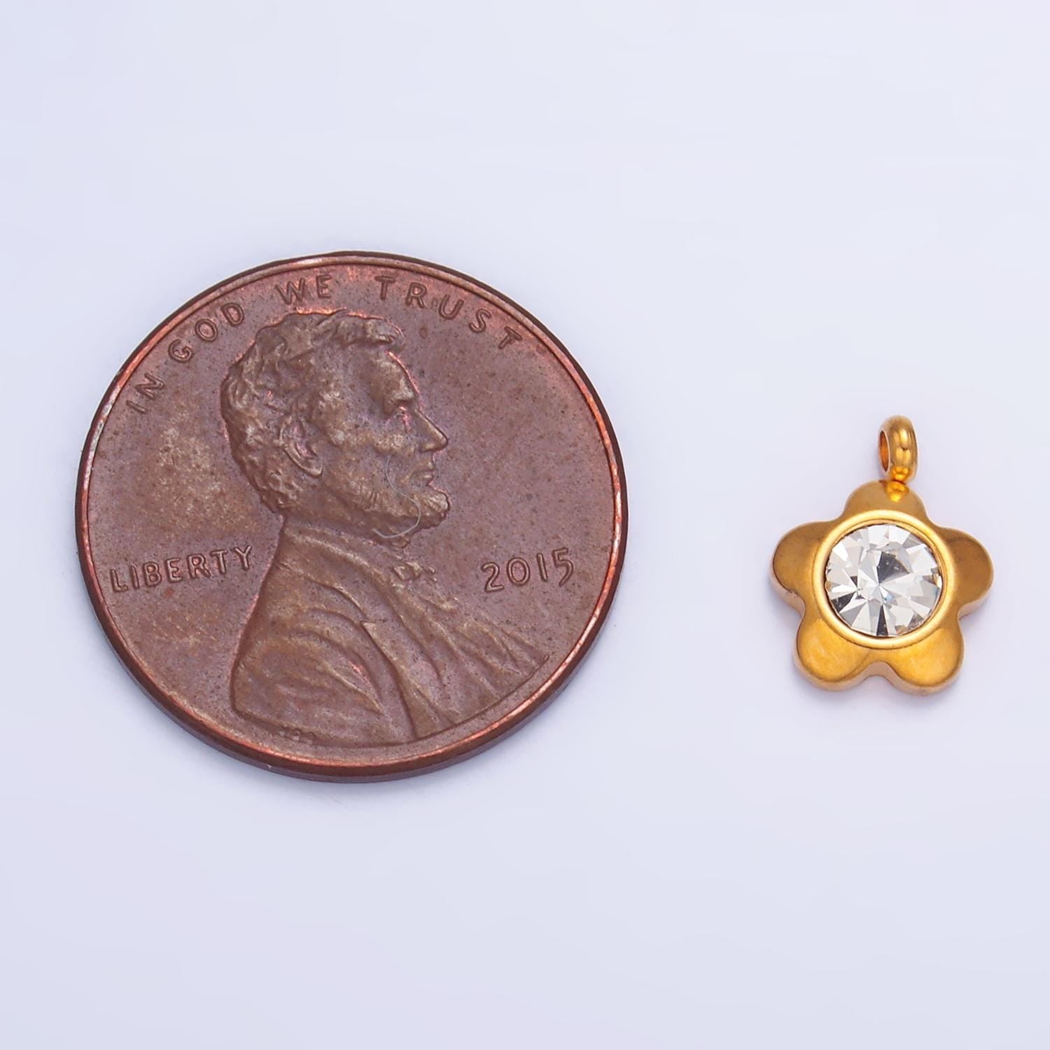 PVD Gold Stainless Steel Mini Daisy Flower Charm Floral Jewelry Making Supply | P-1551
