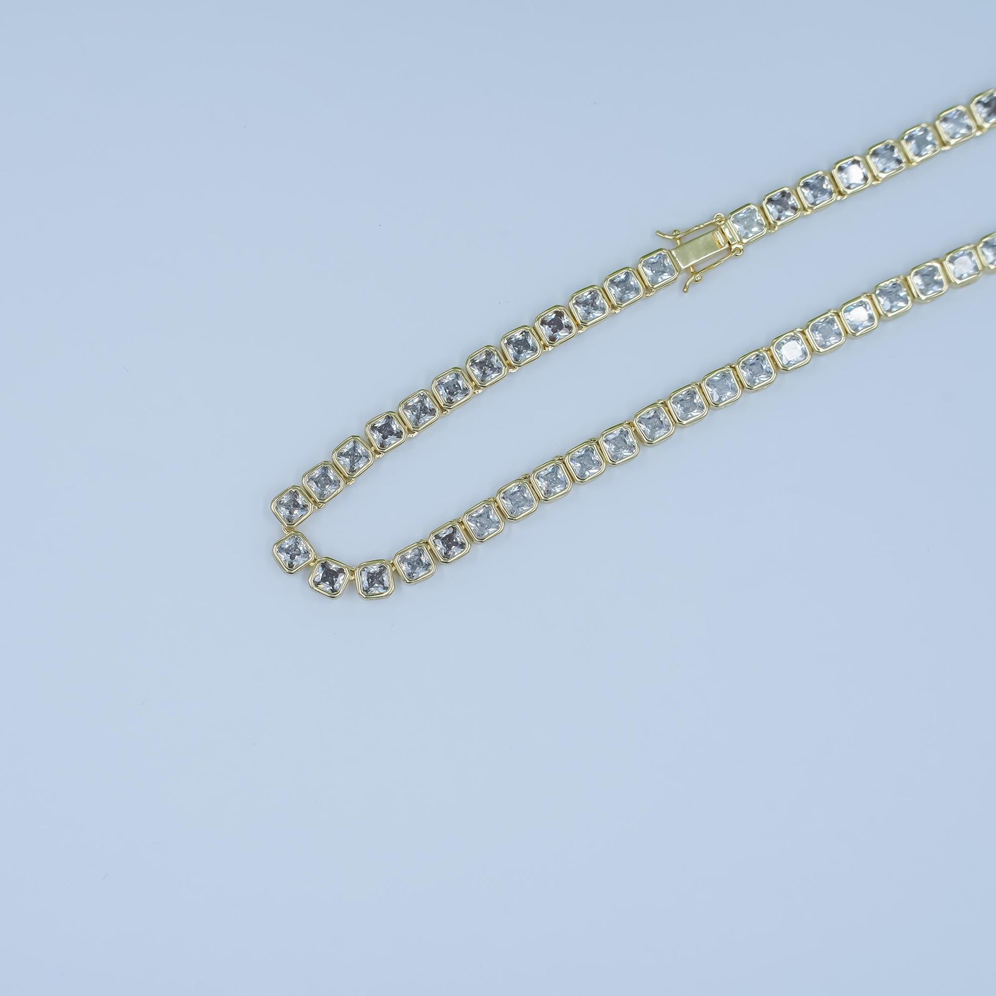 24K Gold Filled tennis choker necklace CZ diamond tennis necklace Clear cubic zirconia stones 16 inch Long | WA-2753