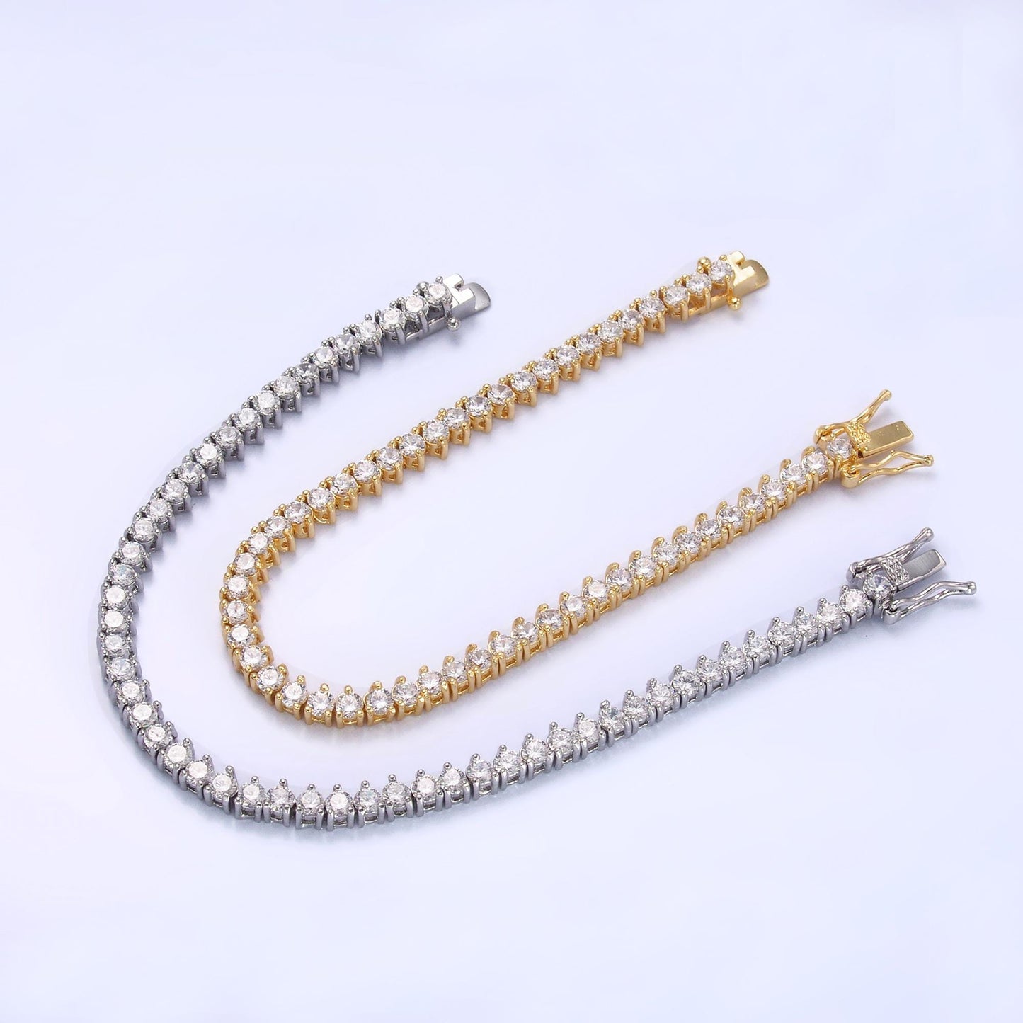 Dainty Round CZ Tennis Bracelet, Gold Tennis Bracelet, Cubic Zirconia Tennis Bracelet 7 inch wa-3034