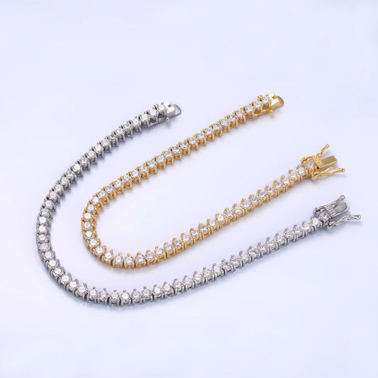 Dainty Round CZ Tennis Bracelet, Gold Tennis Bracelet, Cubic Zirconia Tennis Bracelet 7 inch wa-3034