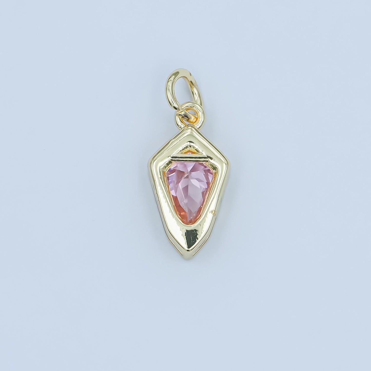 Dainty Birthstone Arrow Tip charm gold Spike Jewelry making with Colorful CZ Stone Jewelry component 14.3 x 7.5 mm | N-110