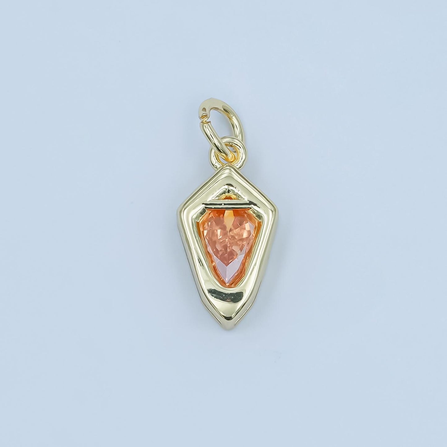 Dainty Birthstone Arrow Tip charm gold Spike Jewelry making with Colorful CZ Stone Jewelry component 14.3 x 7.5 mm | N-110