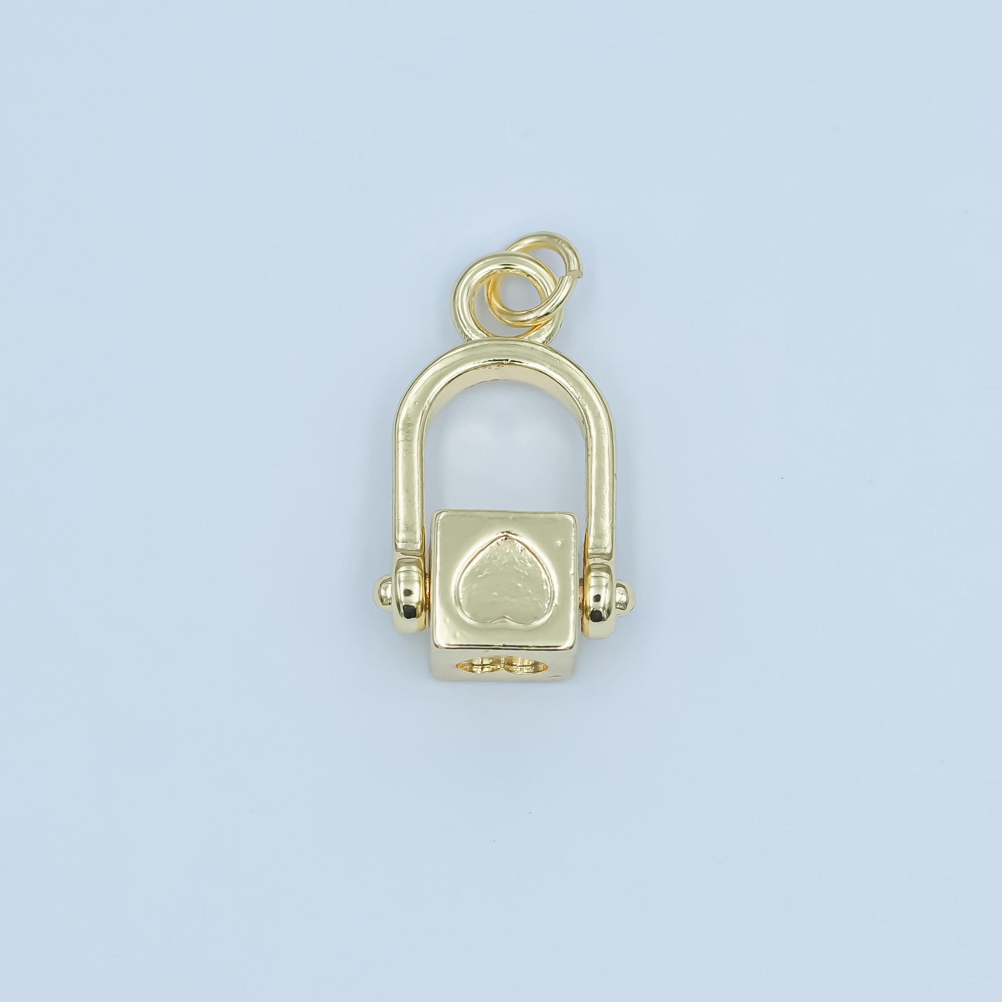 24K Gold Filled Heart Bead Swivel Charm Fidget Jewelry Spin Block | N116