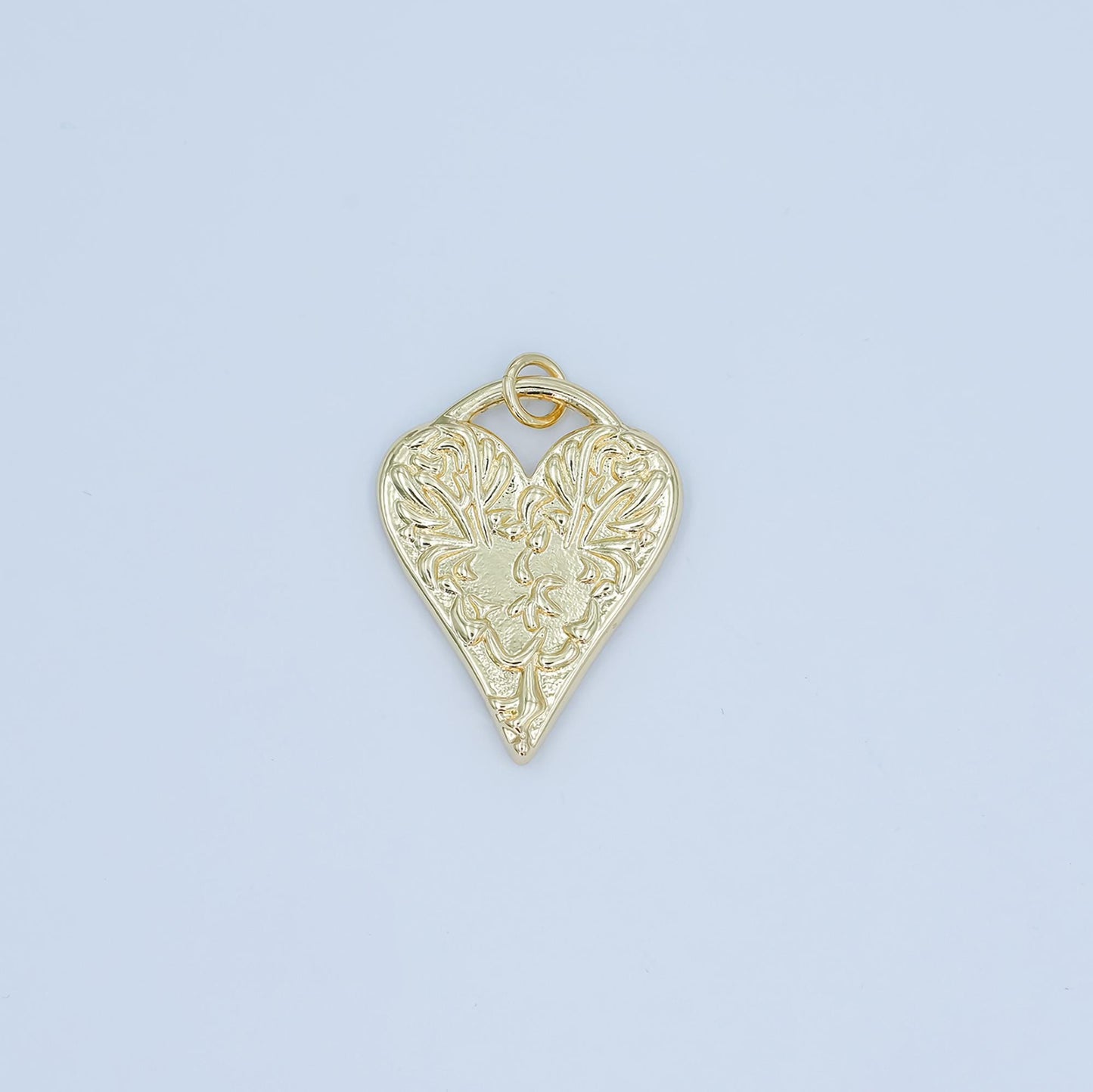 Dainty Gold Hammered Heart Charm, Rustic Heart Pendant for Valentine Jewelry N-119
