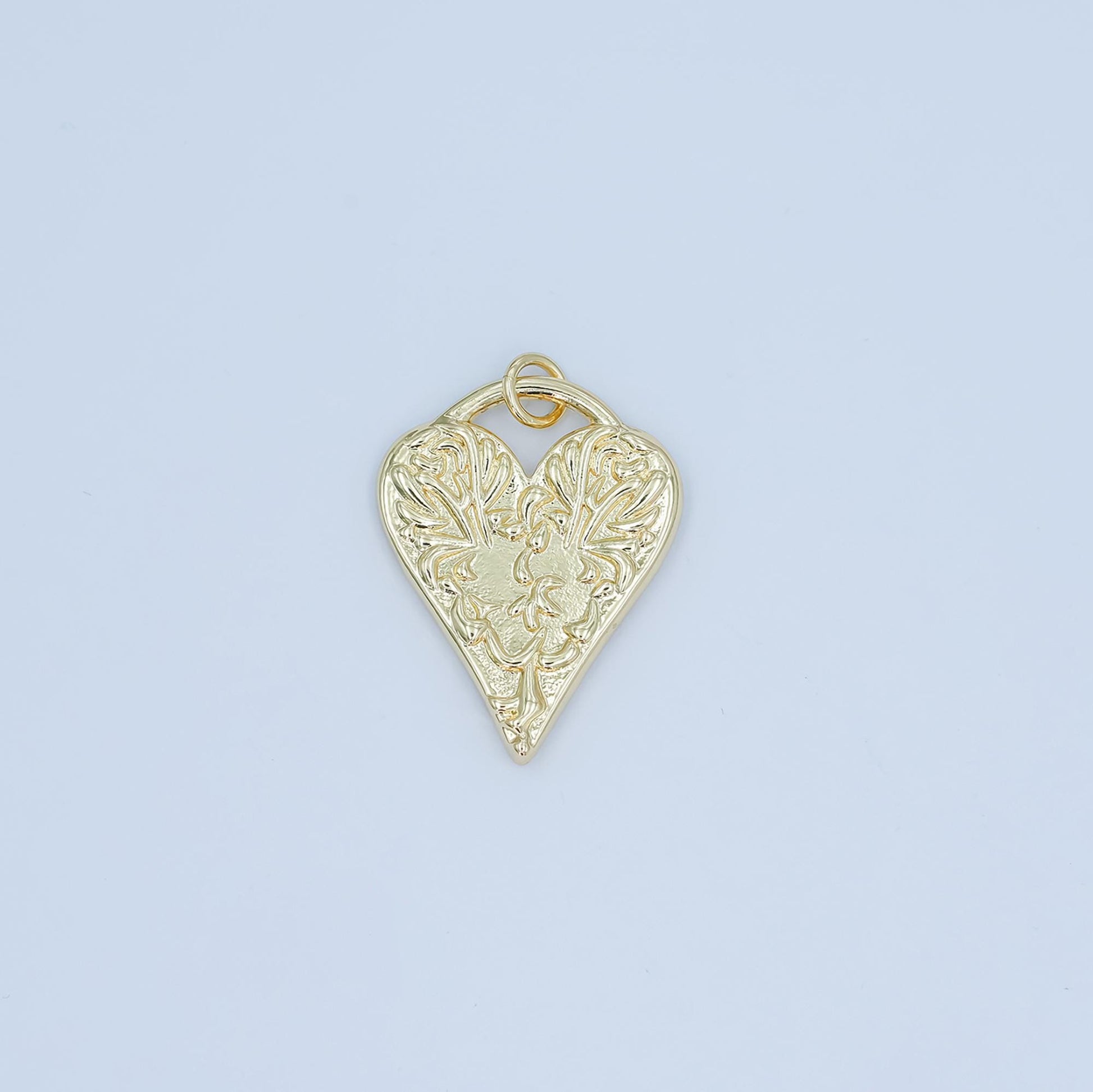 Dainty Gold Hammered Heart Charm, Rustic Heart Pendant for Valentine Jewelry N-119