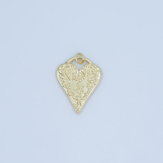 Dainty Gold Hammered Heart Charm, Rustic Heart Pendant for Valentine Jewelry N-119
