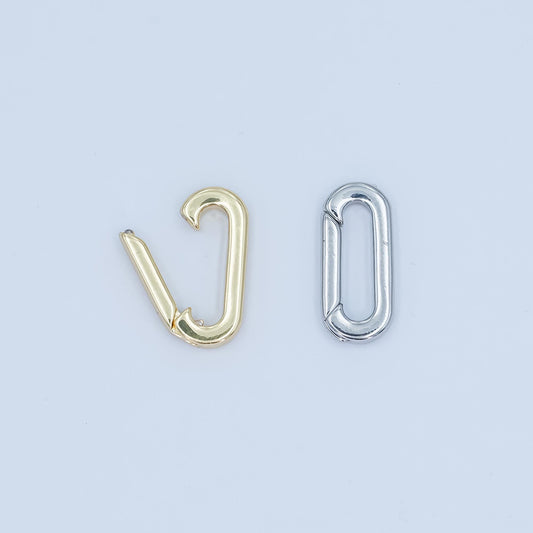 24K Gold Filled Simple Oval Pull Gate Clasp, Minimalistic Clasp for Charm Holder | Z-1096