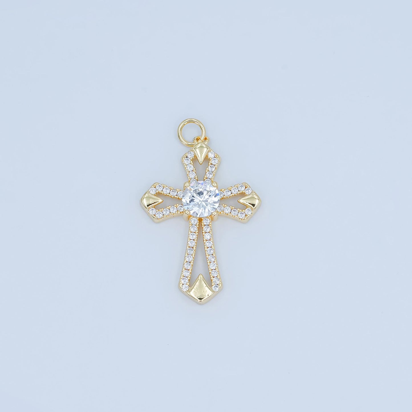 Dainty Victorian Cross charm necklace Cubic Old English Crss Pendant In 14k Gold Filled Necklace Bracelet Rosary Jewelry Making Supply N-118
