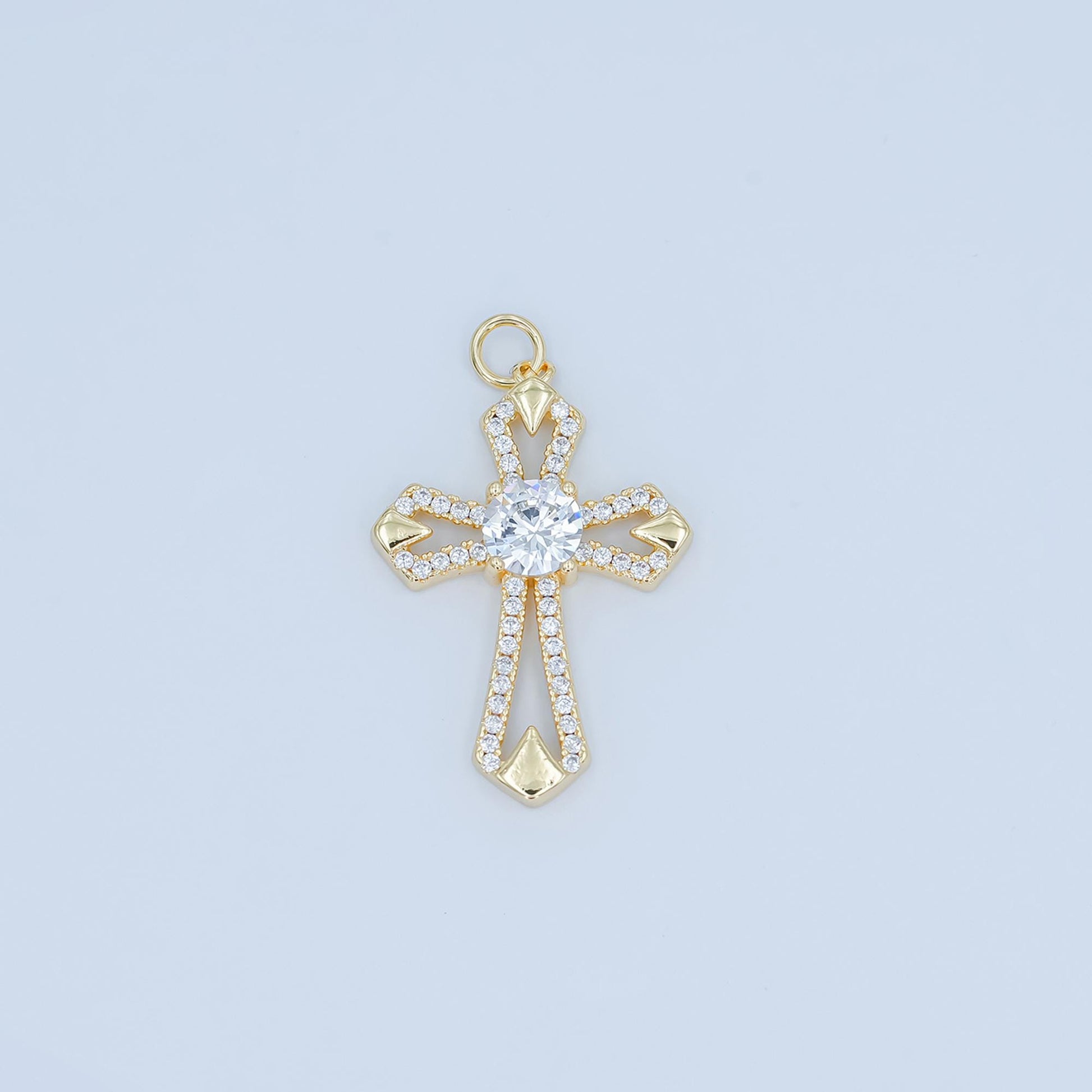 Dainty Victorian Cross charm necklace Cubic Old English Crss Pendant In 14k Gold Filled Necklace Bracelet Rosary Jewelry Making Supply N-118