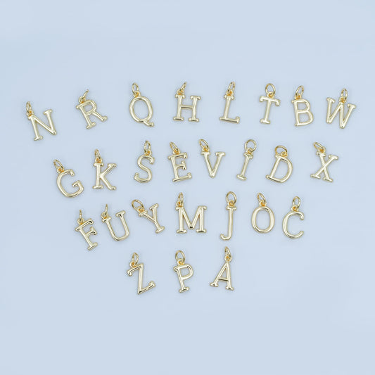 Minimalist Gold letter charms, personalized charm, initial charms, bracelet charms, mini pendant charms for necklace charm A-043