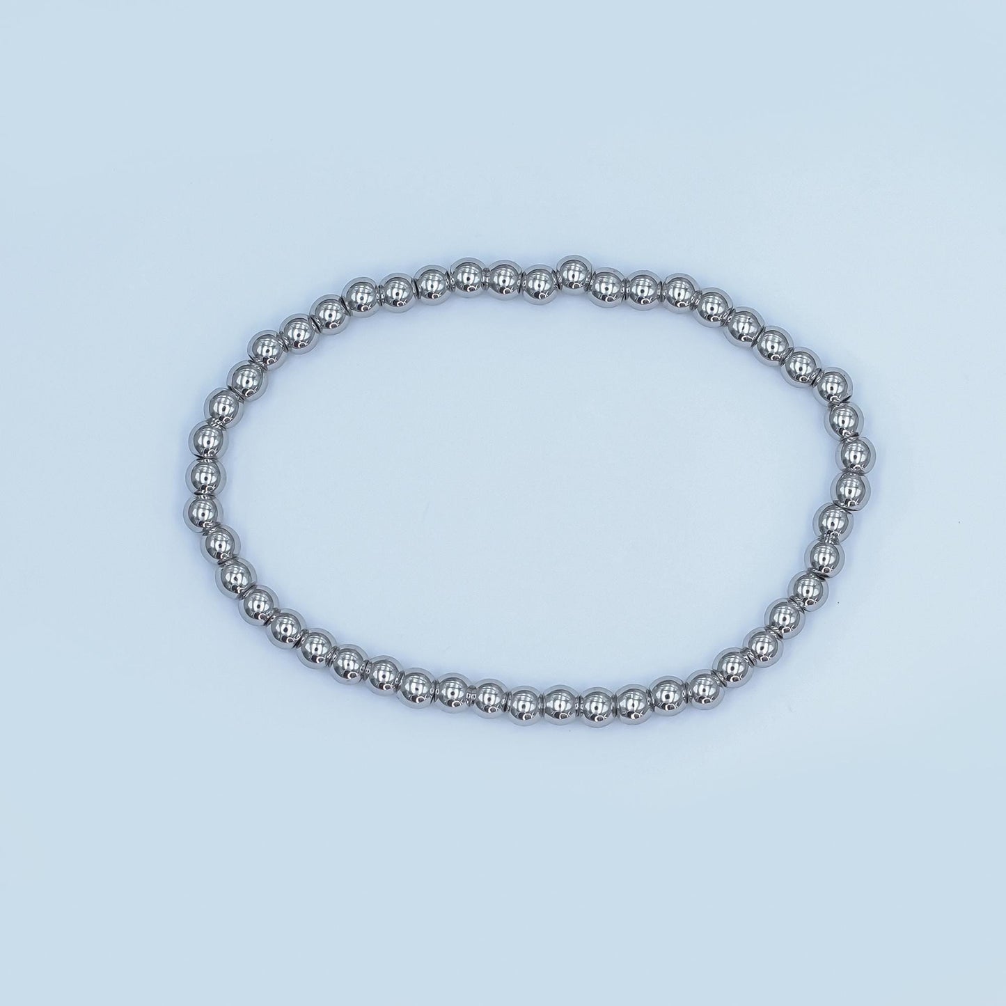 Dainty Silver Beaded bracelet Stretch Silver Ball Bracelet for Stackable Jewelry WA-2981