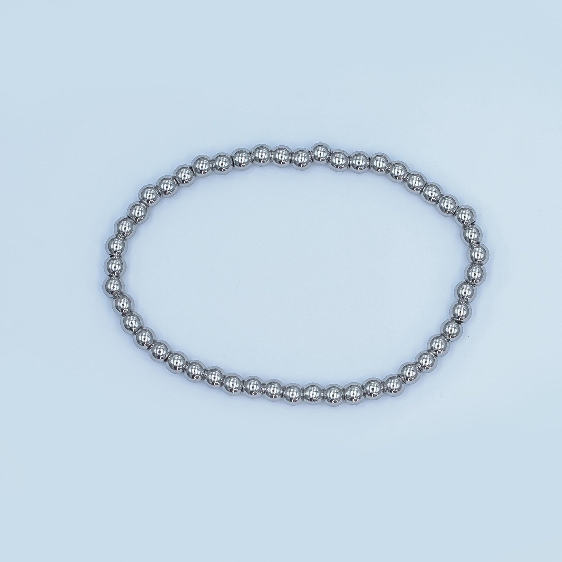 Dainty Silver Beaded bracelet Stretch Silver Ball Bracelet for Stackable Jewelry WA-2981