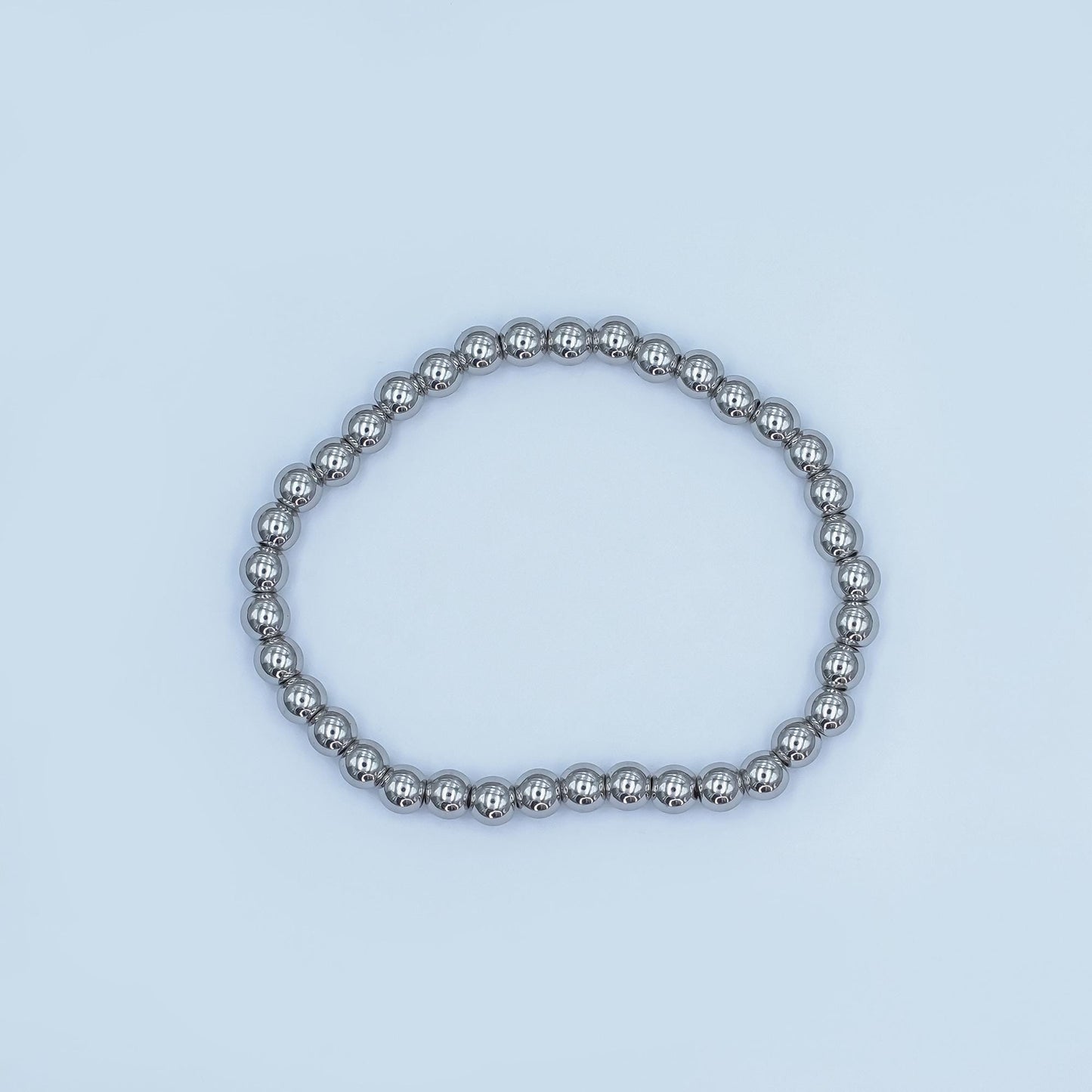 Dainty Silver Beaded bracelet Stretch Silver Ball Bracelet for Stackable Jewelry WA-2981
