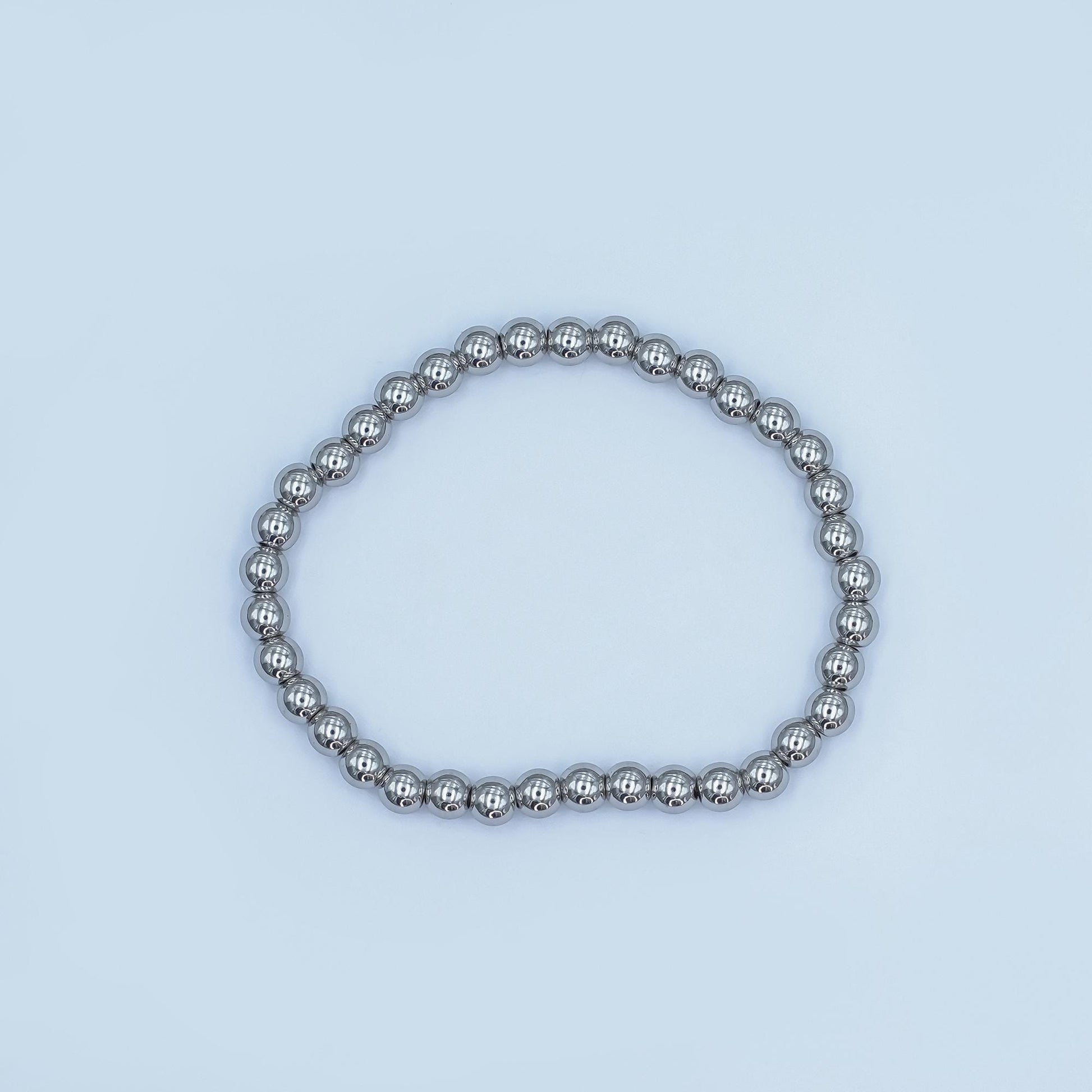 Dainty Silver Beaded bracelet Stretch Silver Ball Bracelet for Stackable Jewelry WA-2981