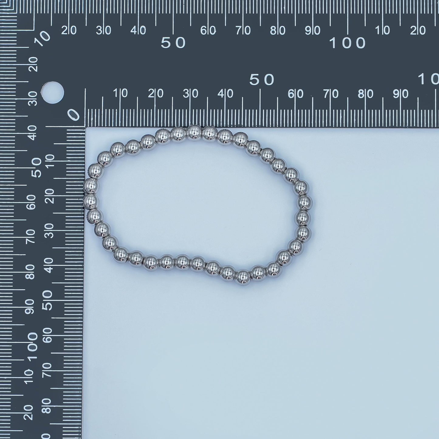 Dainty Silver Beaded bracelet Stretch Silver Ball Bracelet for Stackable Jewelry WA-2981