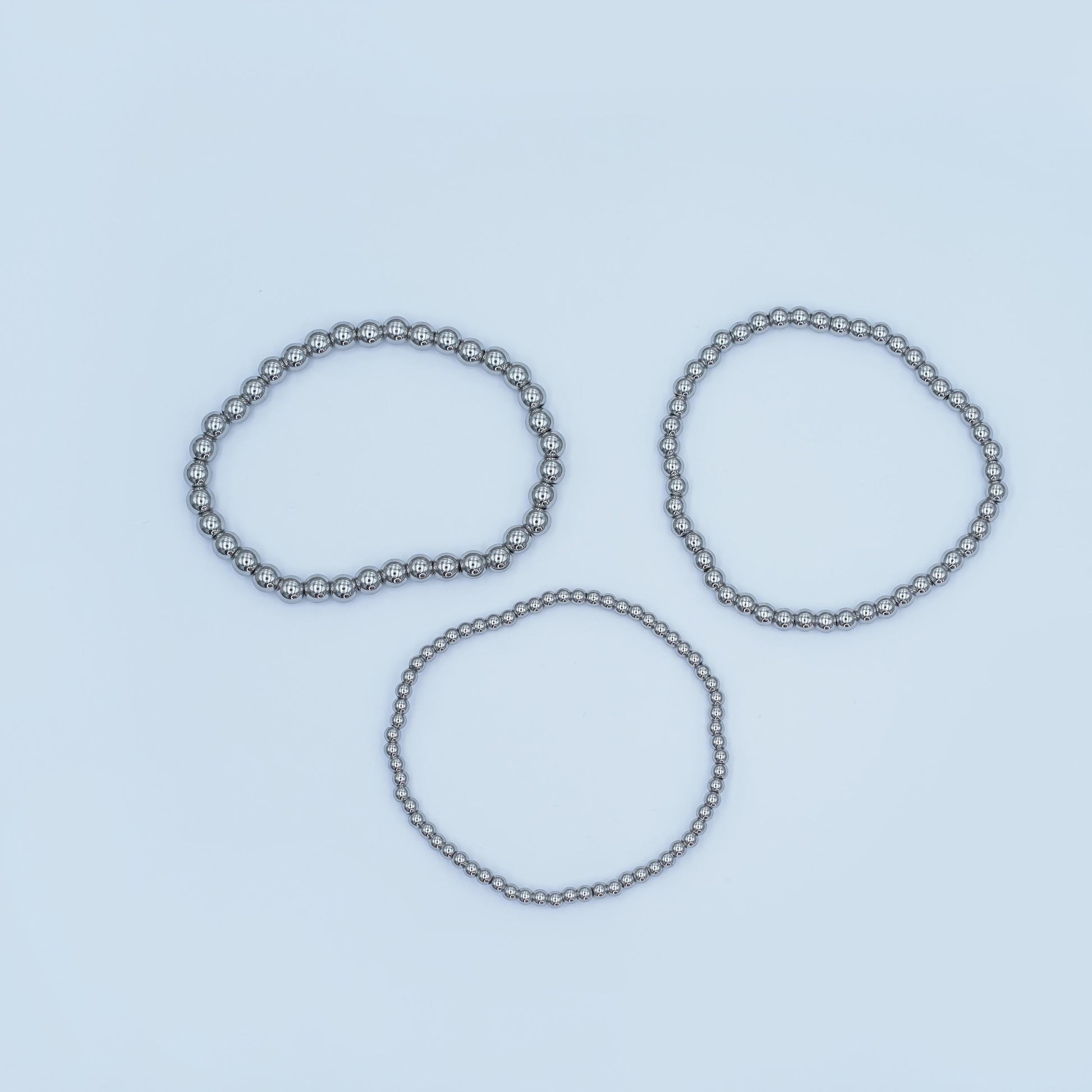 Dainty Silver Beaded bracelet Stretch Silver Ball Bracelet for Stackable Jewelry WA-2981