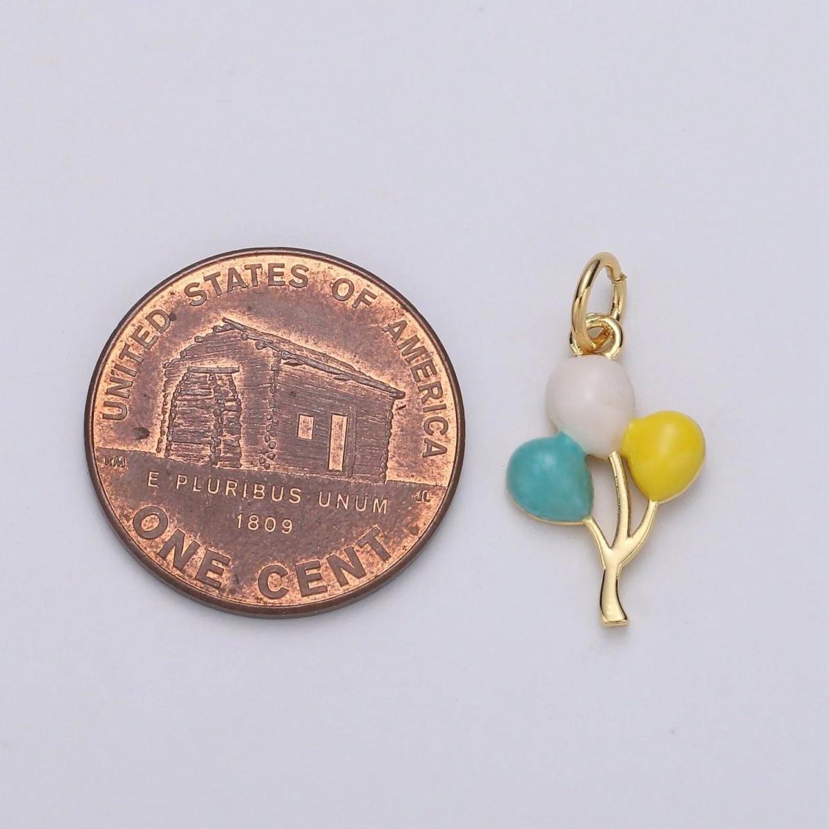 24k gold filled Pastel balloon Charm Party pendant, dainty color enamel necklace earring bracelet charm for diy jewelry making supply D755