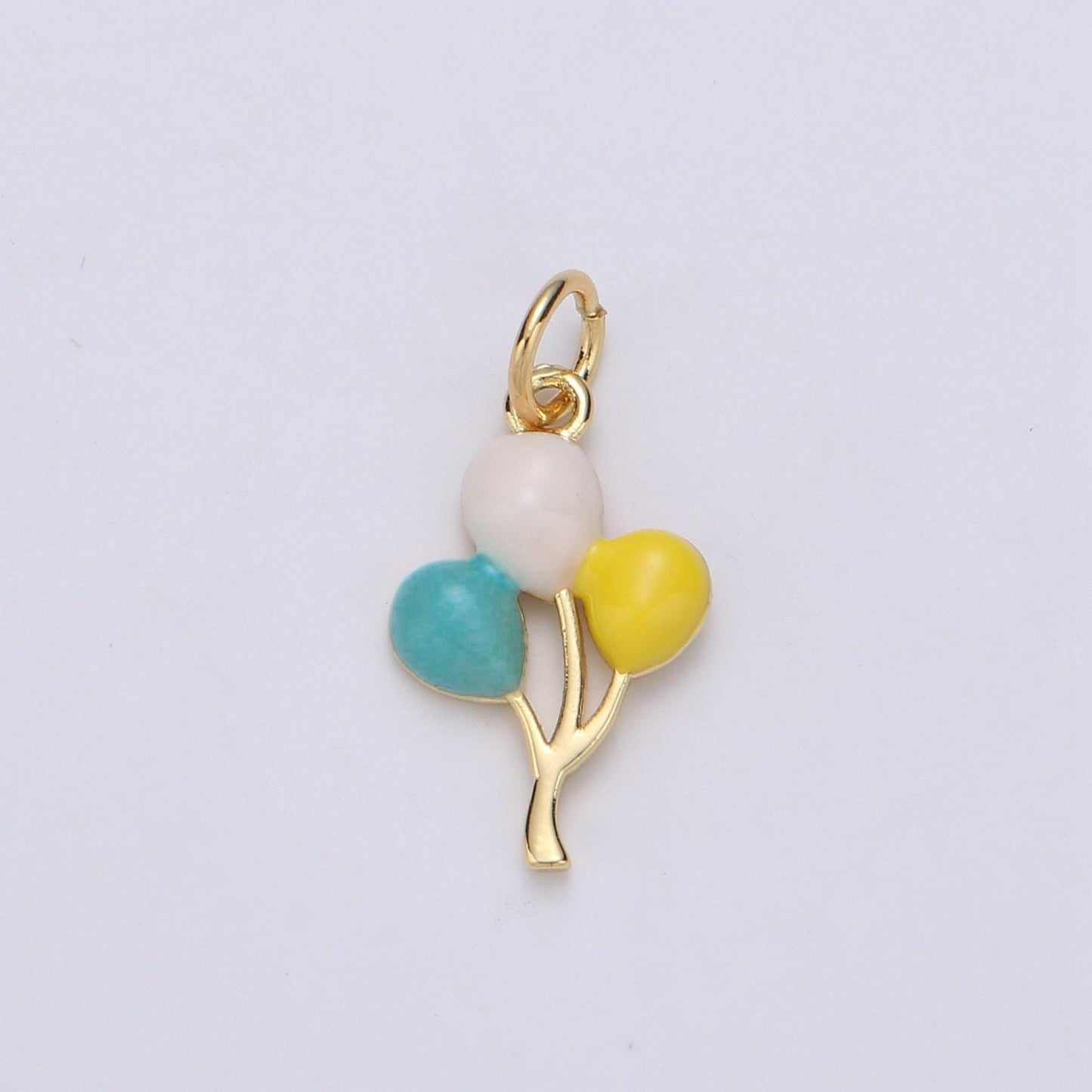 24k gold filled Pastel balloon Charm Party pendant, dainty color enamel necklace earring bracelet charm for diy jewelry making supply D755