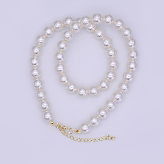 Handcrafted White Shell Pearl Necklace 17 inch + 2 inch extender for Layering minimalist Jewelry Making Supply WA2853