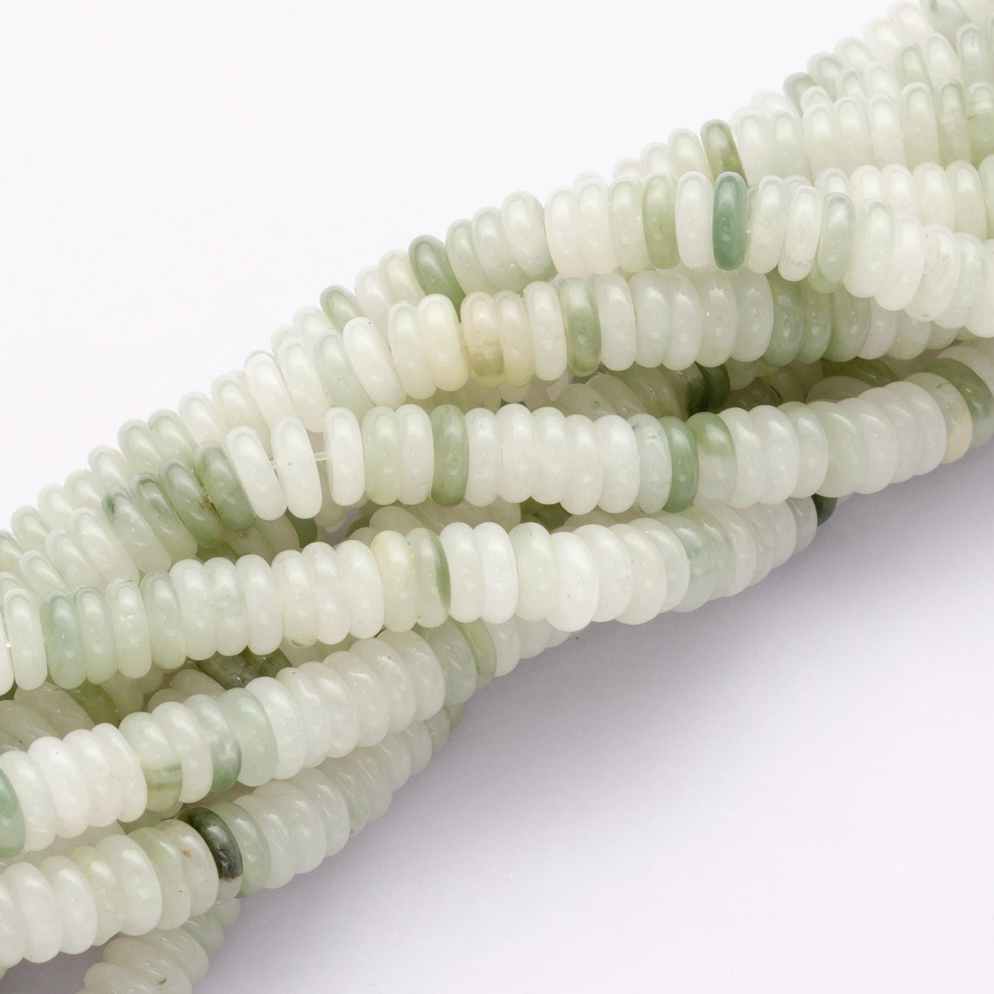 Natural White Green Jade smooth rondelles beads colorful Stone beads 6x2mm 15 inch strand WA-3123
