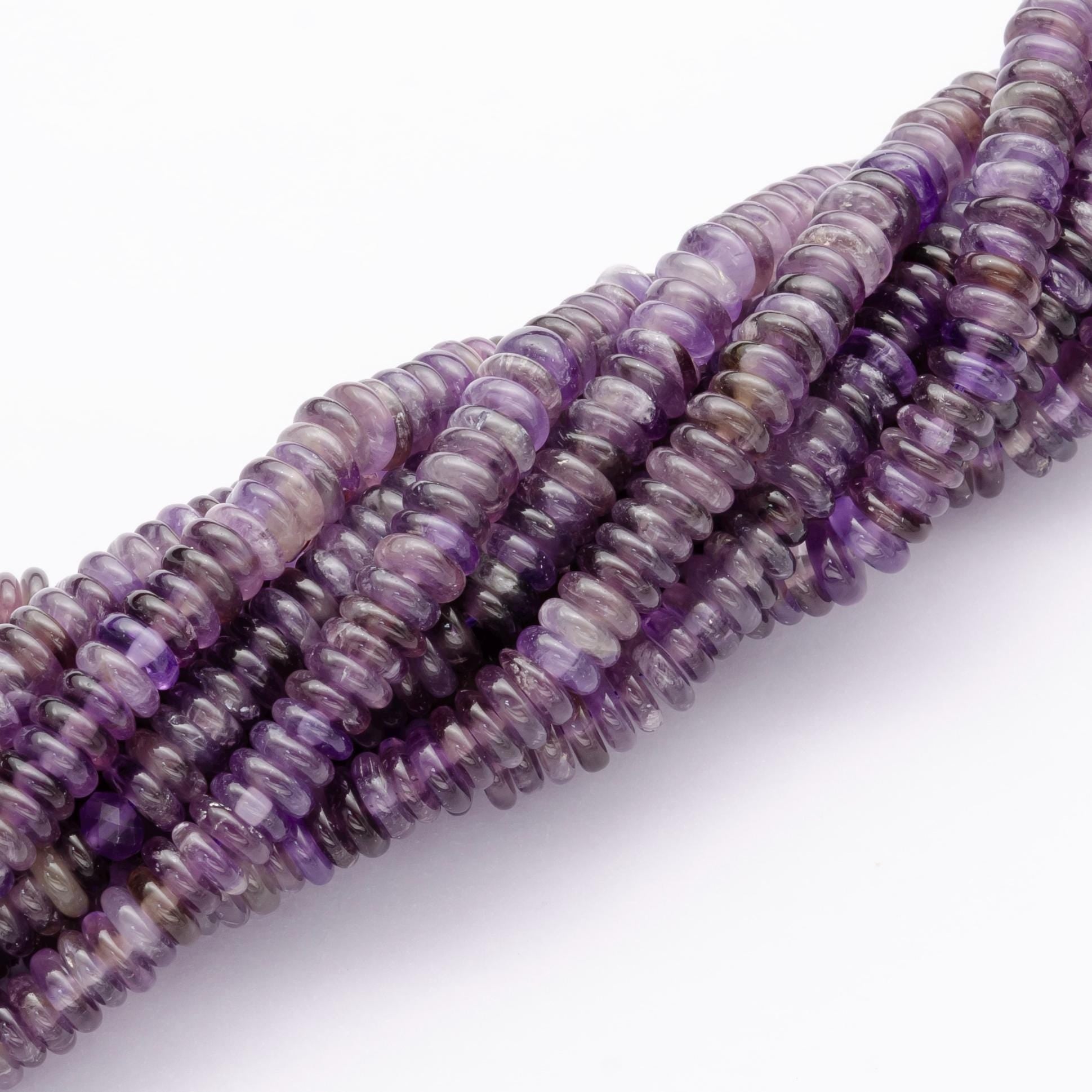 Natural Purple Amethyst smooth rondelles beads colorful Stone beads 6x2mm 15 inch strand Gemstone WA-3127