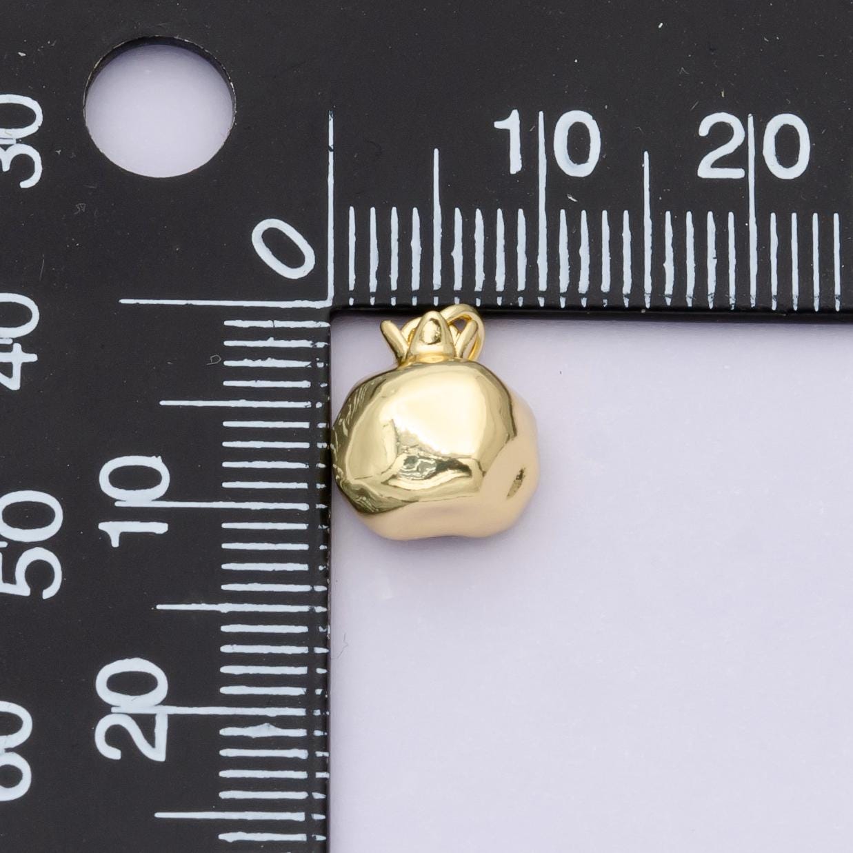 Mini Dark red pomegranate gold charm 24k Gold Filled Red micro pave charms diy Summer Fruit bracelet jewelry findings jewelry making C-016