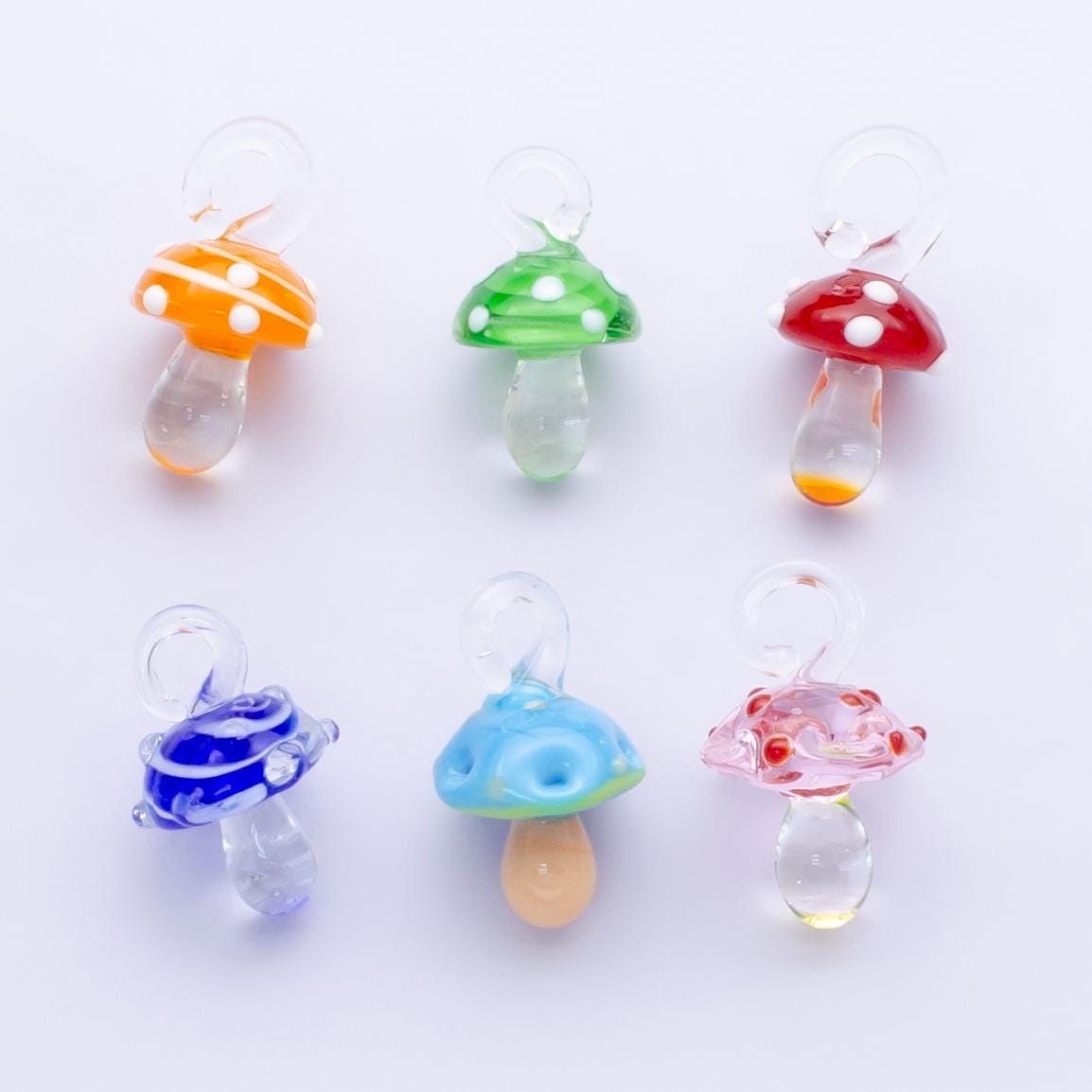 Colorful Glass mushroom charm small unique magic mushroom pendant jewelry gift idea for bracelet necklace earring component diy jewelry N123