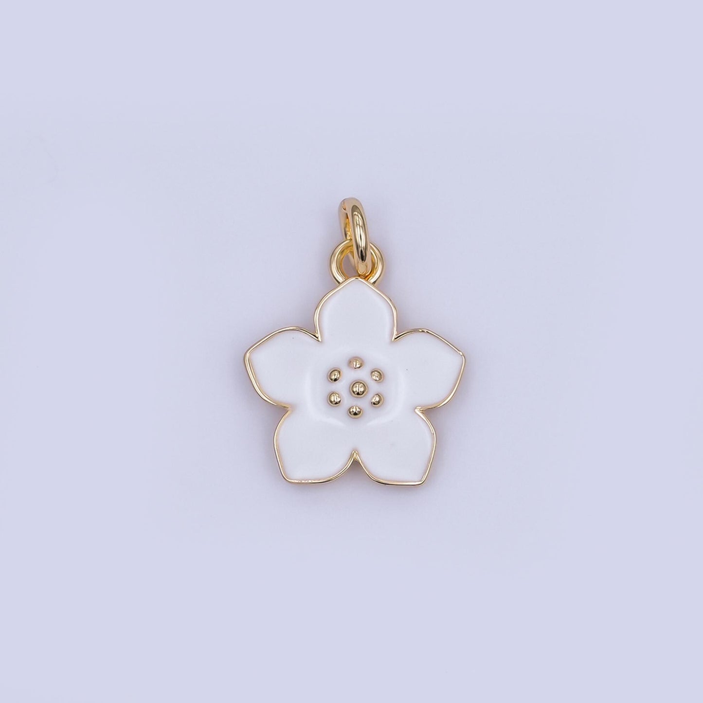 Gold Flower Hibiscus Charms Blue, White, Purple Enamel Floral charm for Necklace Bracelet N-120