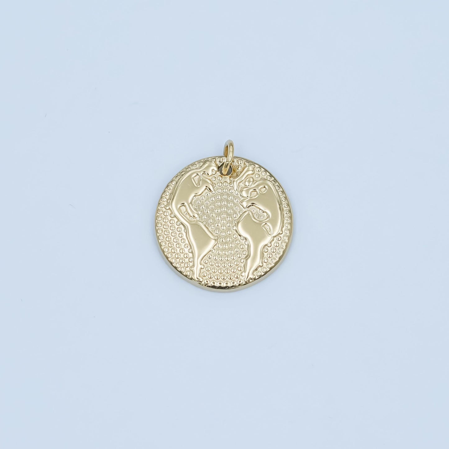 Dainty PVD Gold Stainless Steel Coin Earth charm planet of the universe pendant round map pendant world Travel Jewelry Inspired P618