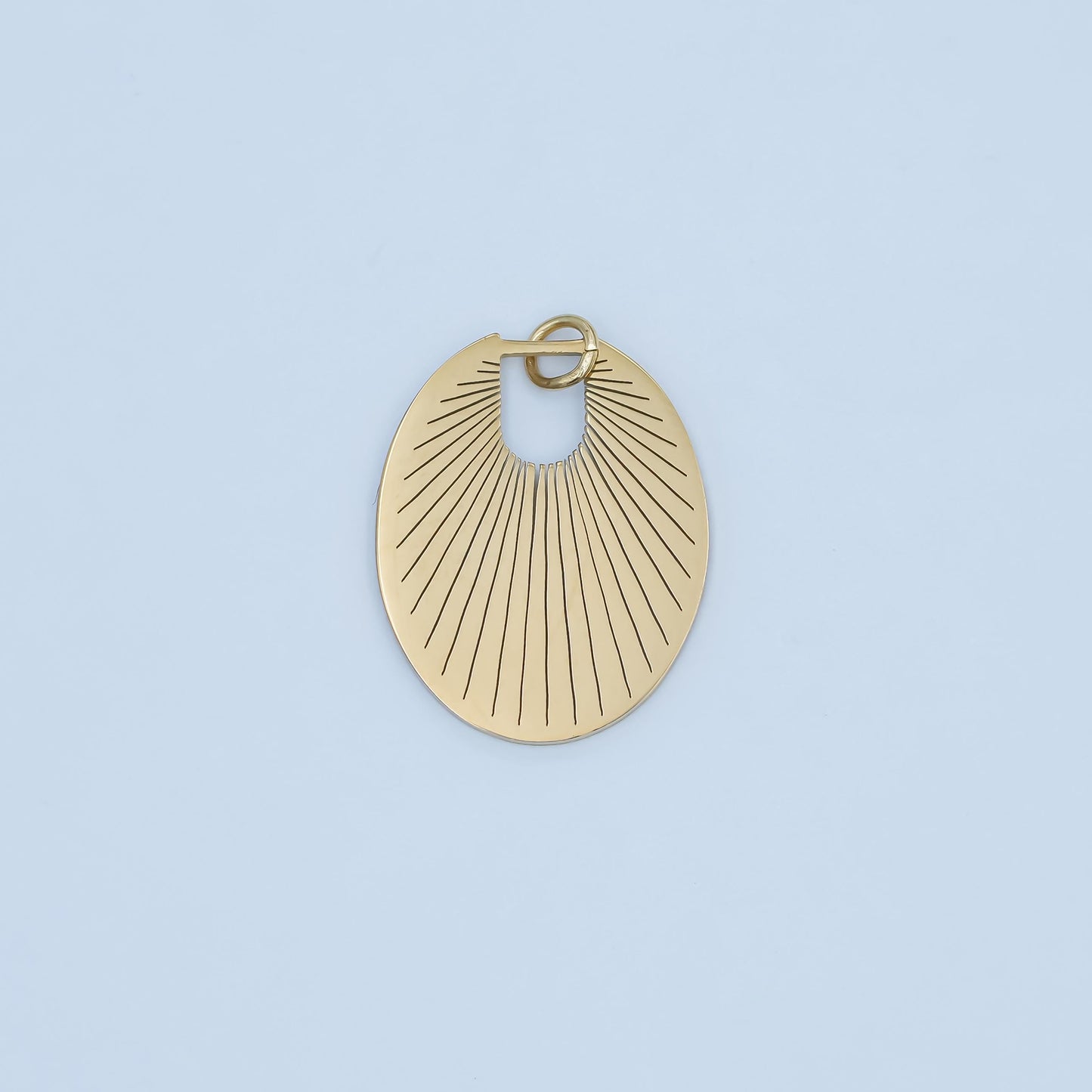 Dainty PVD Gold Stainless Steel Sun Ray charm Celestial pendant Oval Sunburst pendant Jewelry Inspired P-589