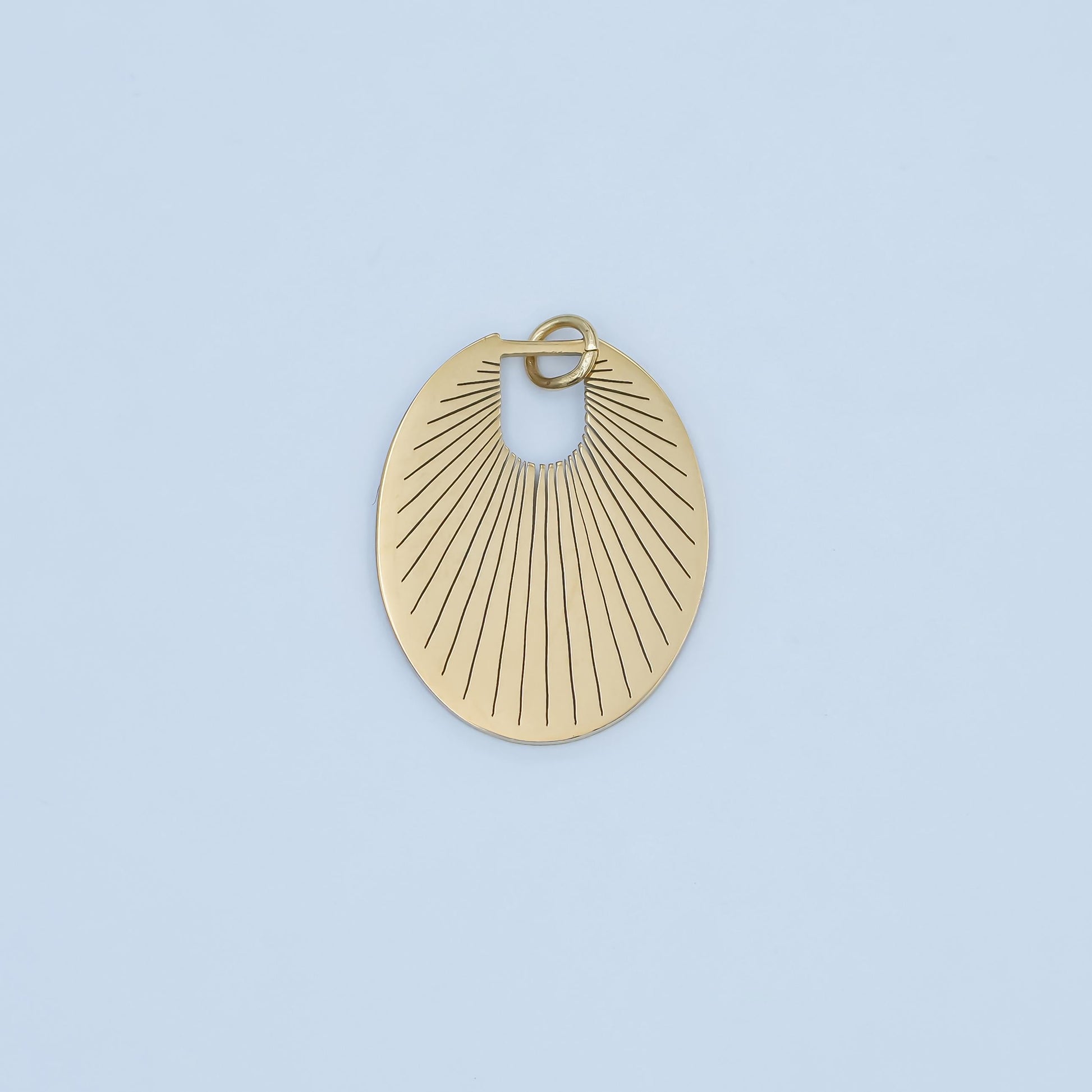 Dainty PVD Gold Stainless Steel Sun Ray charm Celestial pendant Oval Sunburst pendant Jewelry Inspired P-589