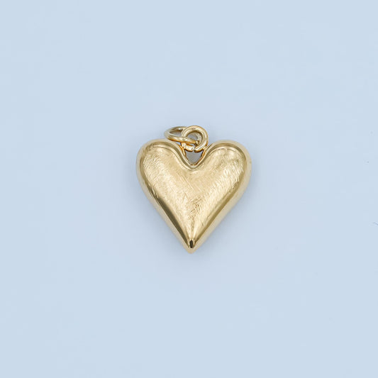 PVD Gold Stainless Steel Mini heart charm pendant puffy heart charm silver 3d gold heart charm for bracelet necklace earring supply P-550