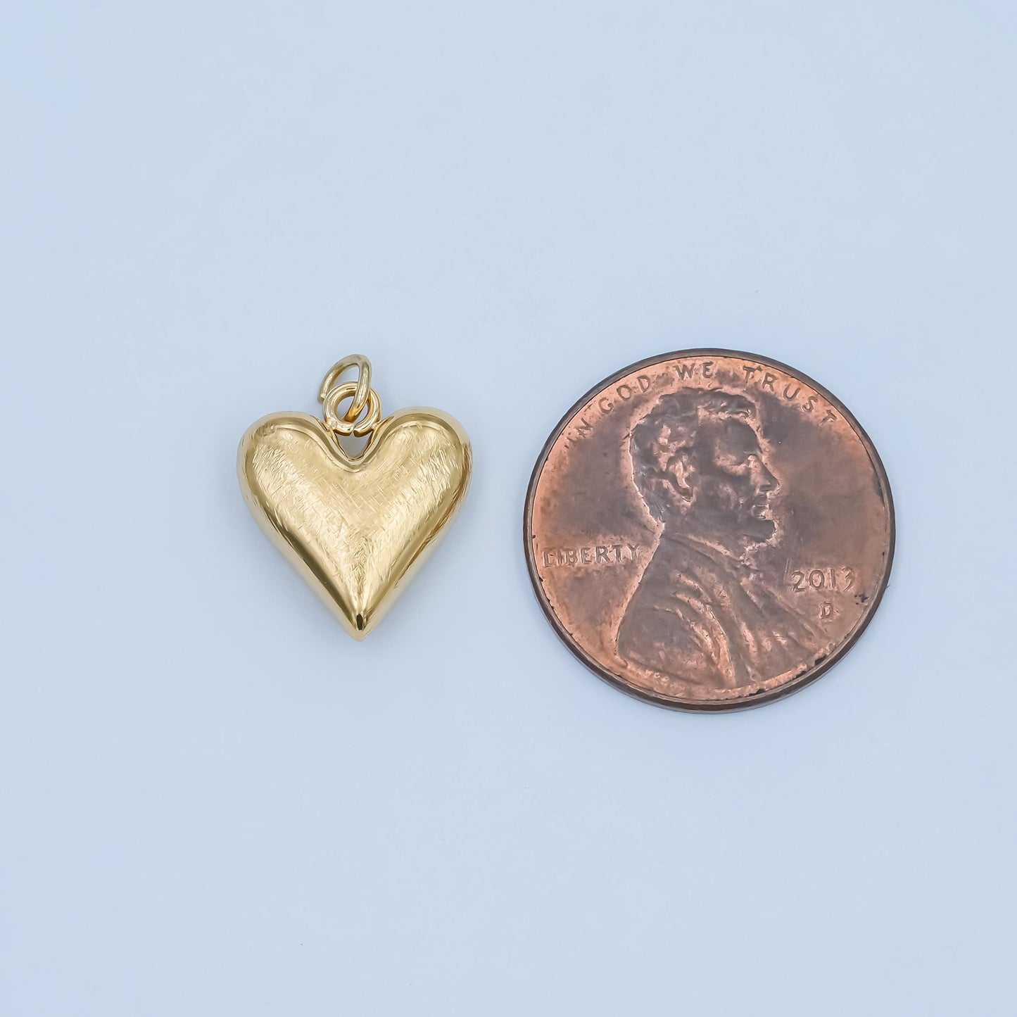 PVD Gold Stainless Steel Mini heart charm pendant puffy heart charm silver 3d gold heart charm for bracelet necklace earring supply P-550