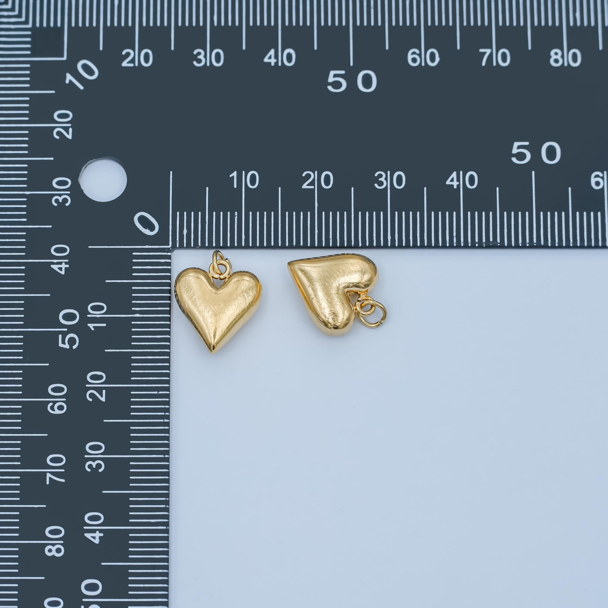 PVD Gold Stainless Steel Mini heart charm pendant puffy heart charm silver 3d gold heart charm for bracelet necklace earring supply P-550