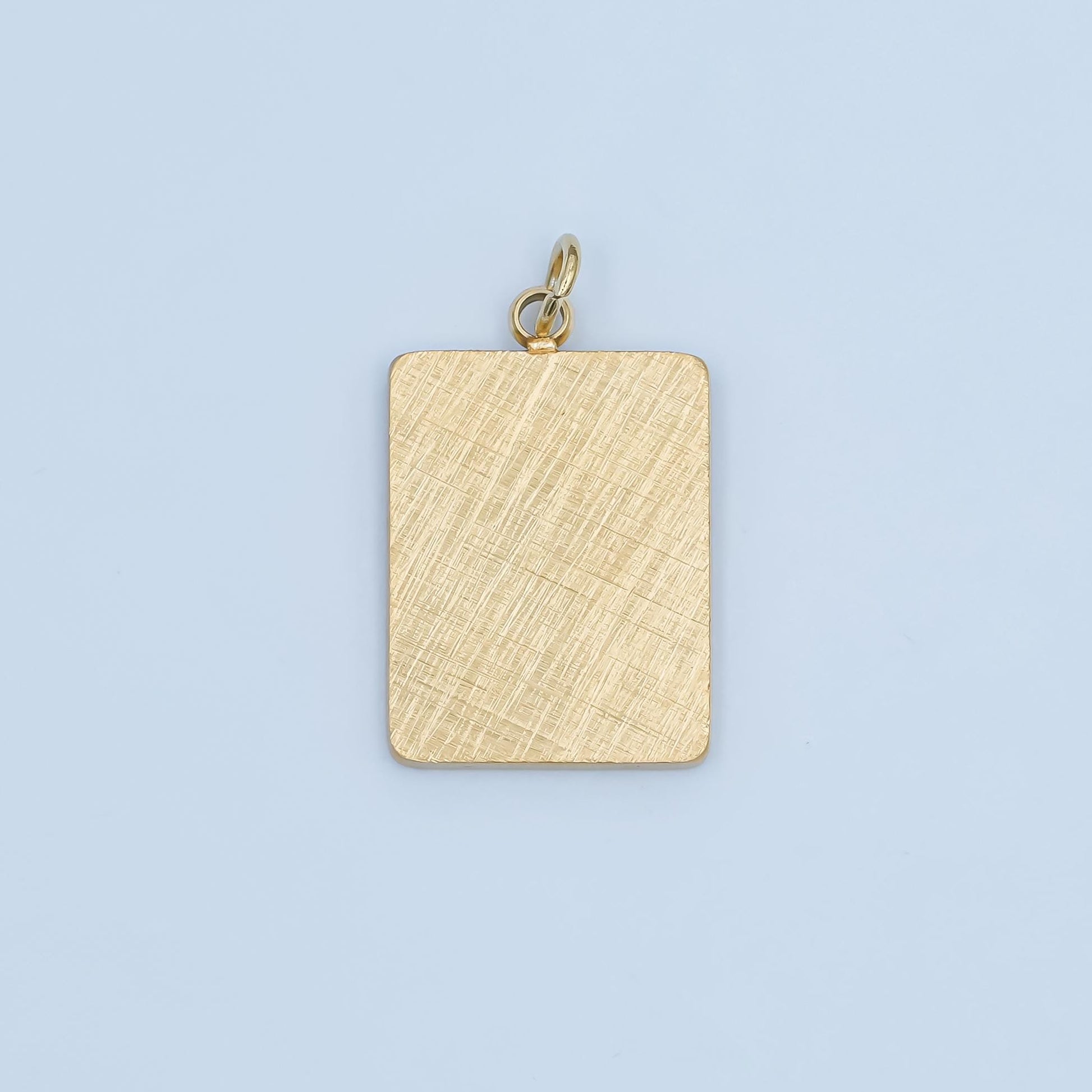 Brushed metal gold Tag heart charm PVD Gold Steel charm for bracelet necklace pendant | P-611