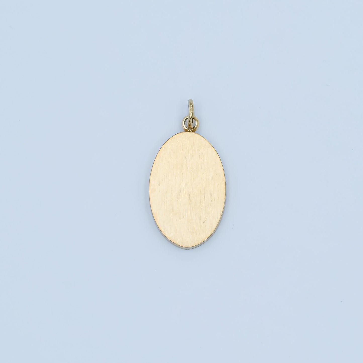 Brushed metal gold Oval Tag charm PVD Gold Steel charm for bracelet necklace pendant | P-590