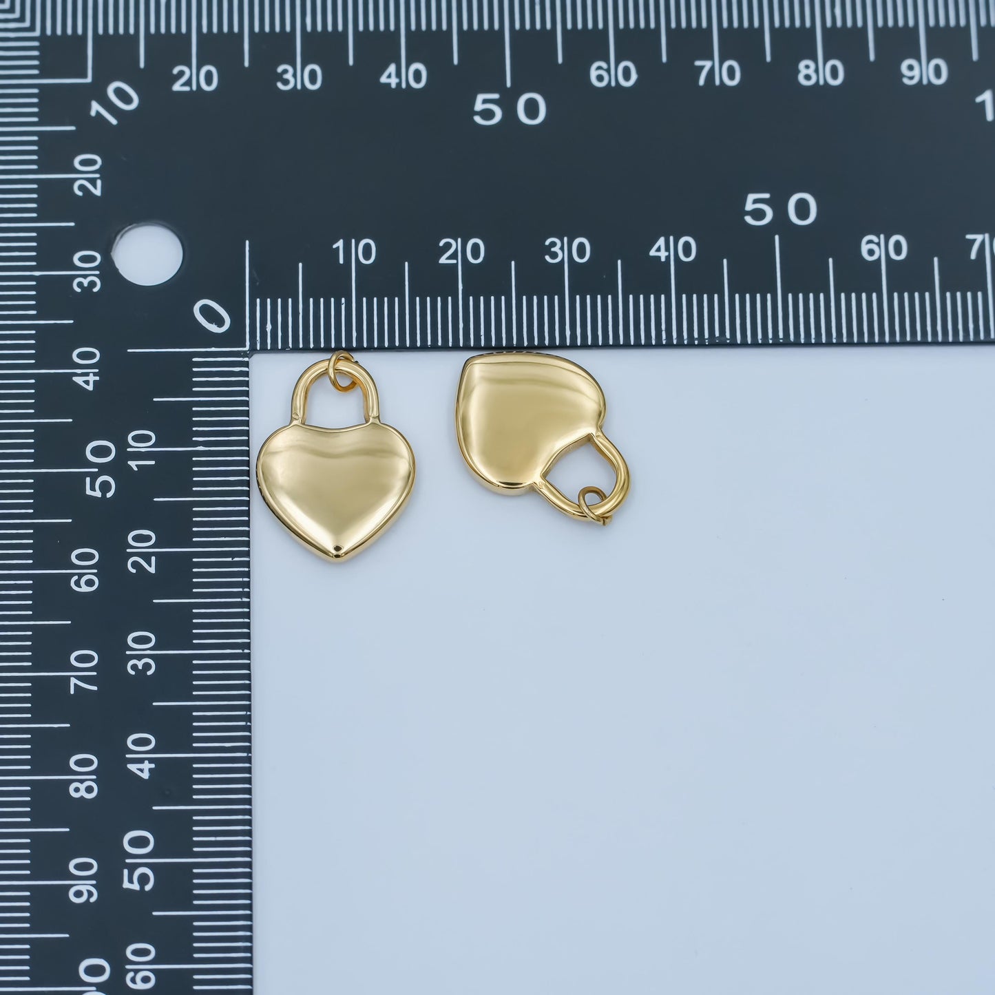 Stainless Steel 20mm Puffed Heart Padlock Minimalist Charm | P-551