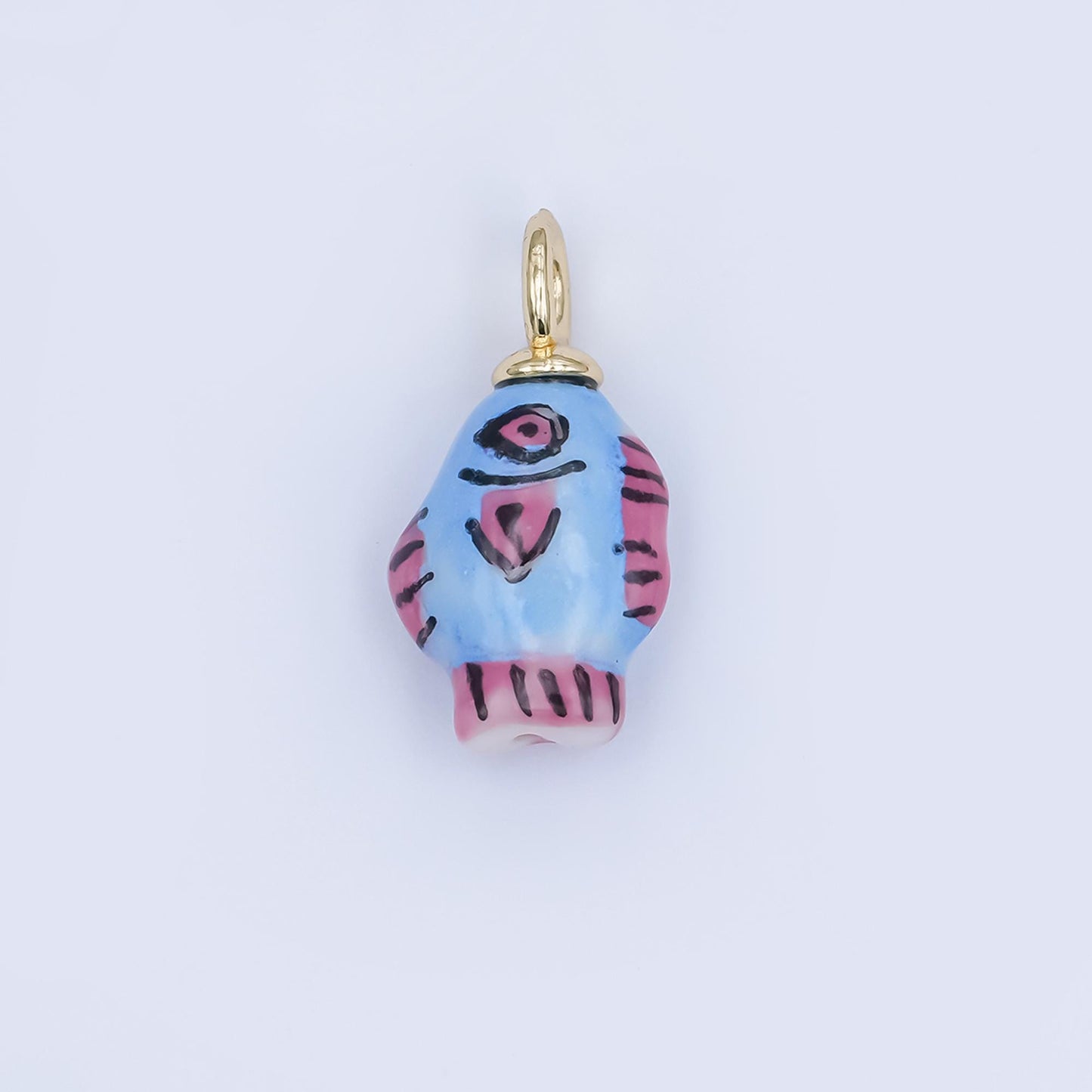 Dainty Colorful Ceramic Fish Charm Hand Painted Beads Adorable Multicolor Fish for Necklace Bracelet Component N-139