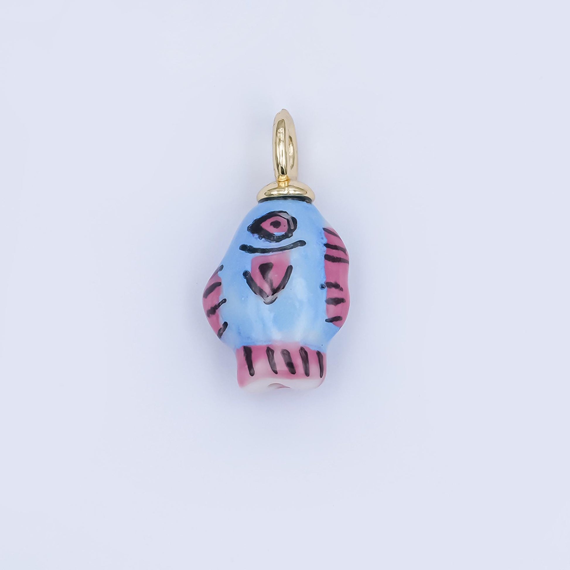 Dainty Colorful Ceramic Fish Charm Hand Painted Beads Adorable Multicolor Fish for Necklace Bracelet Component N-139