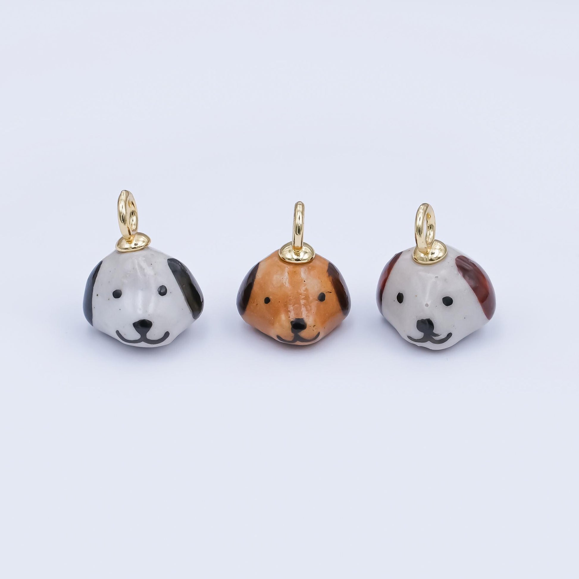 Dainty Dog ceramic charm handmade Puppy porcelain Pet Animal charm for necklace bracelet jewelry making supply N-141